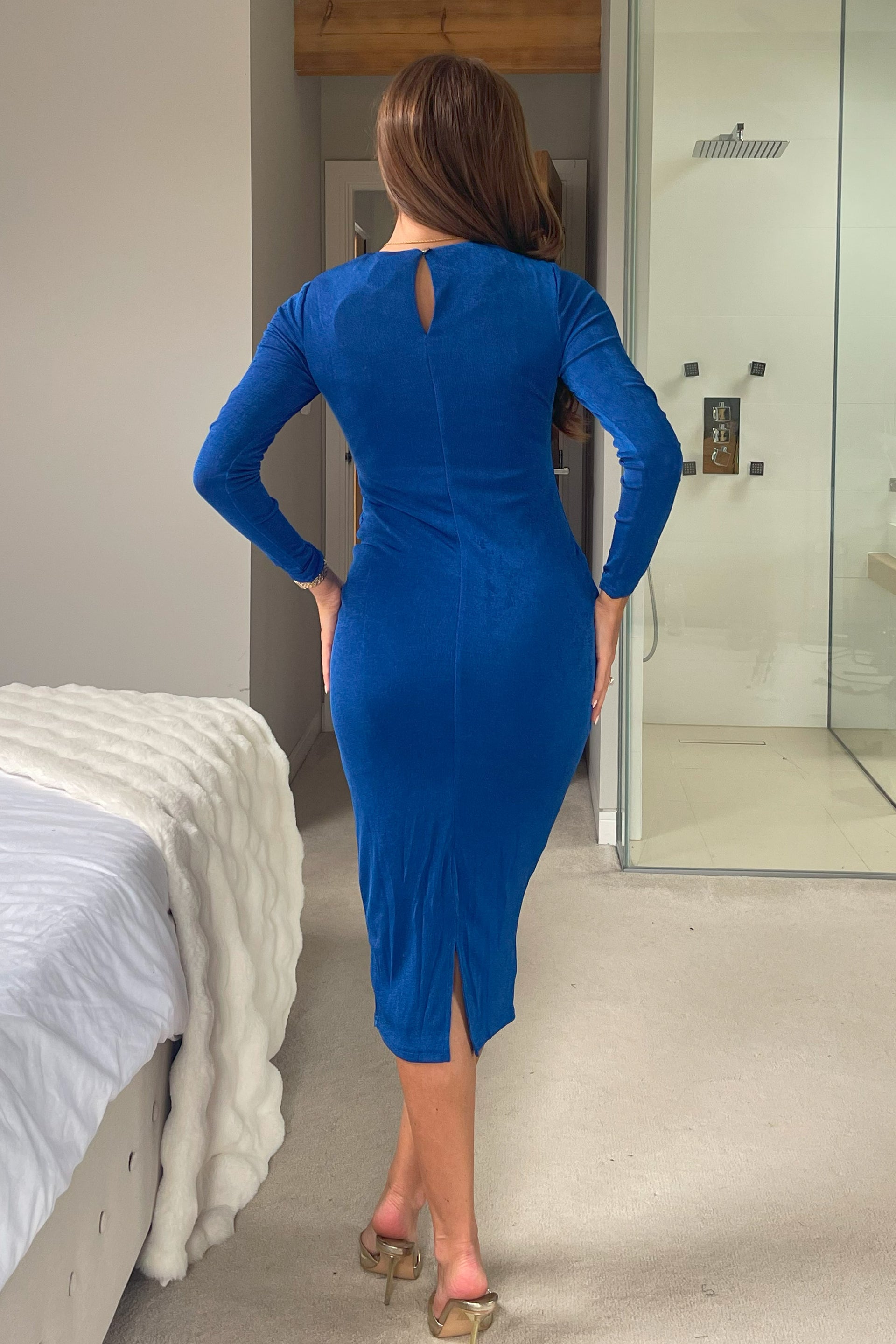 Antonia Blue Wrap Detail Midi Dress