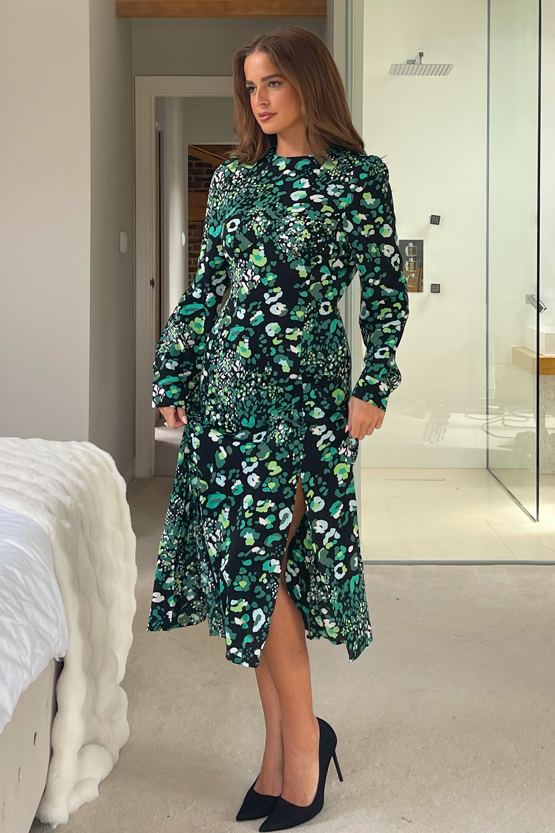 Cass Green Animal Sweetheart Midi Dress