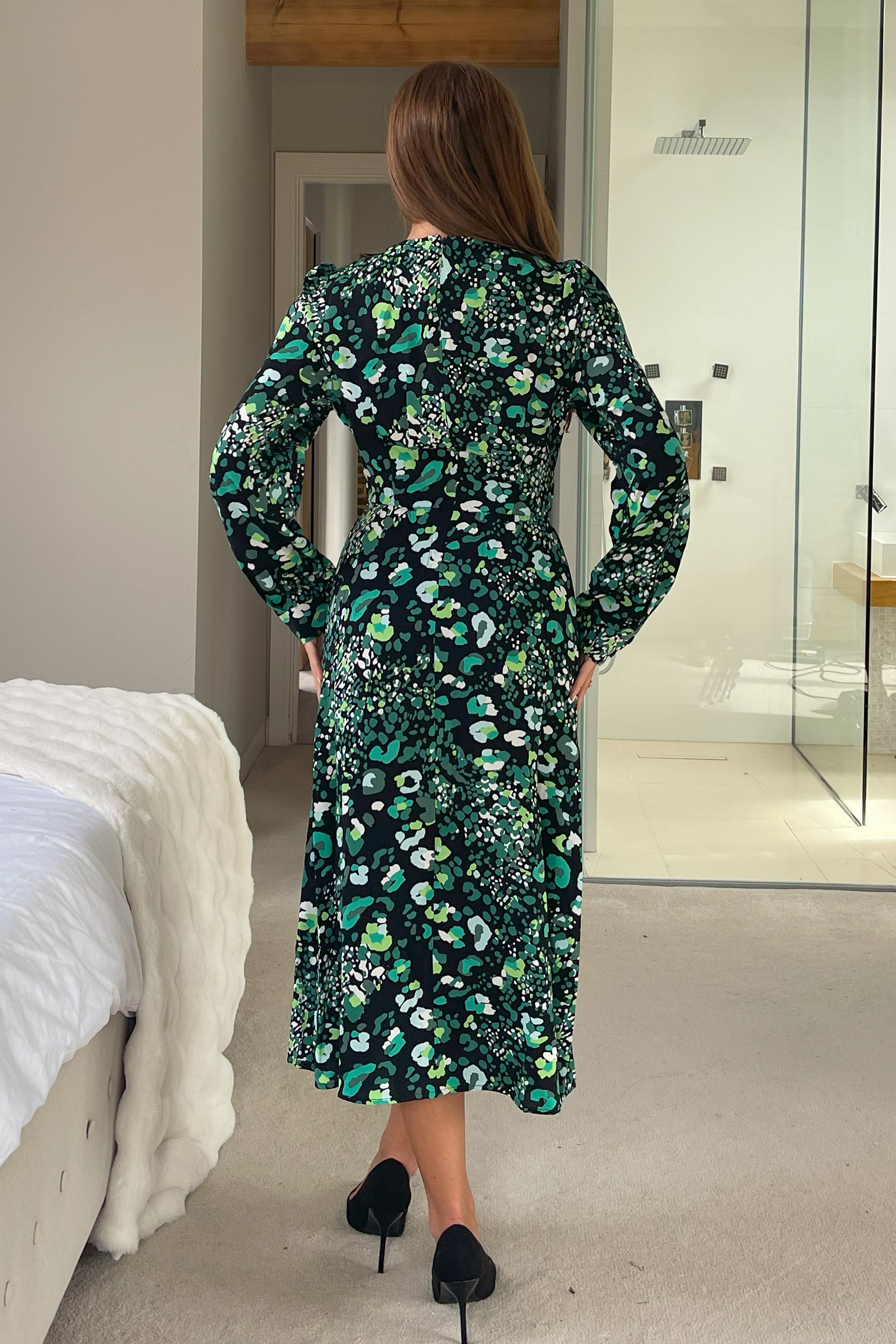 Cass Green Animal Sweetheart Midi Dress