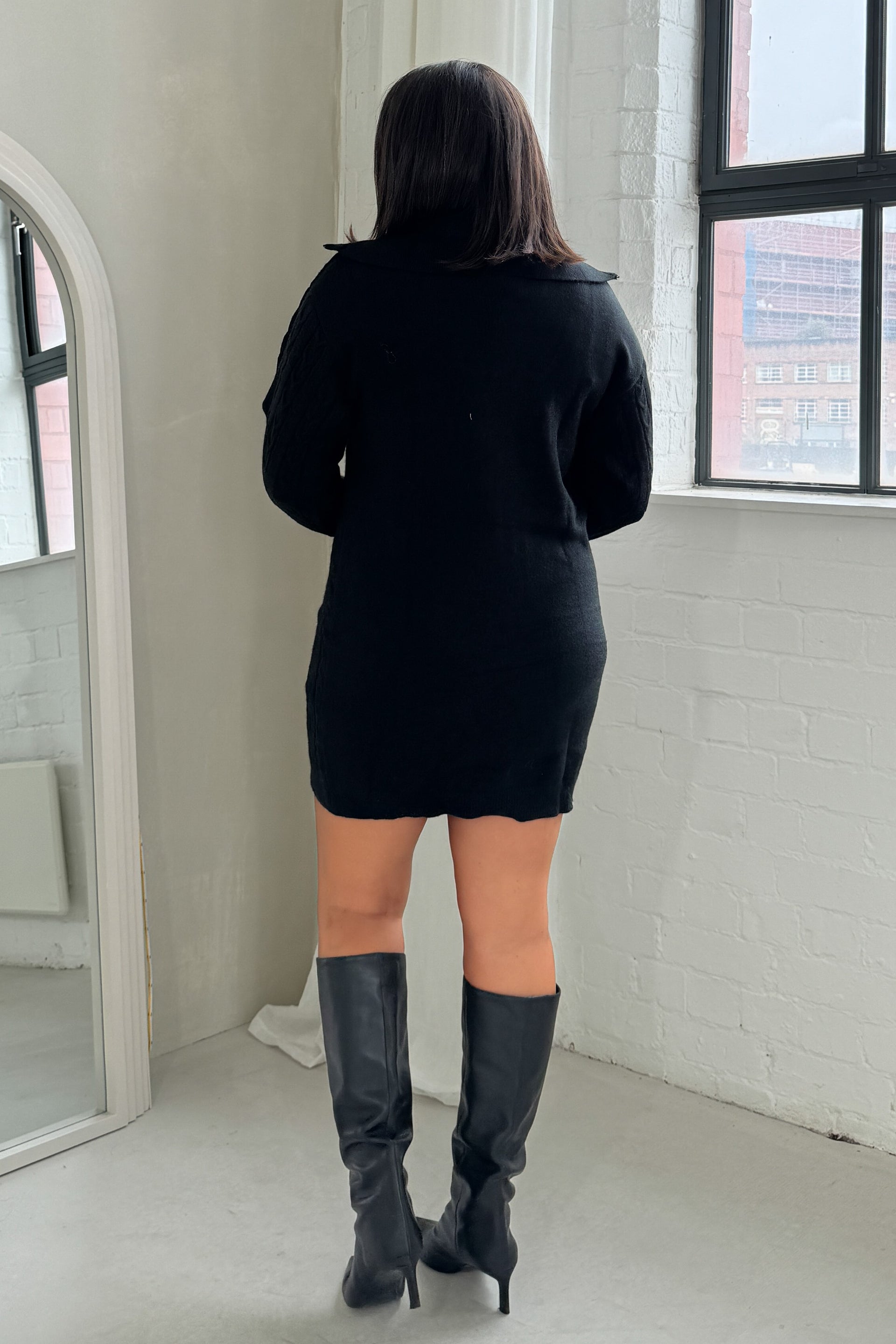 cable knit jumper dress black Cable knit dress black TOTEME