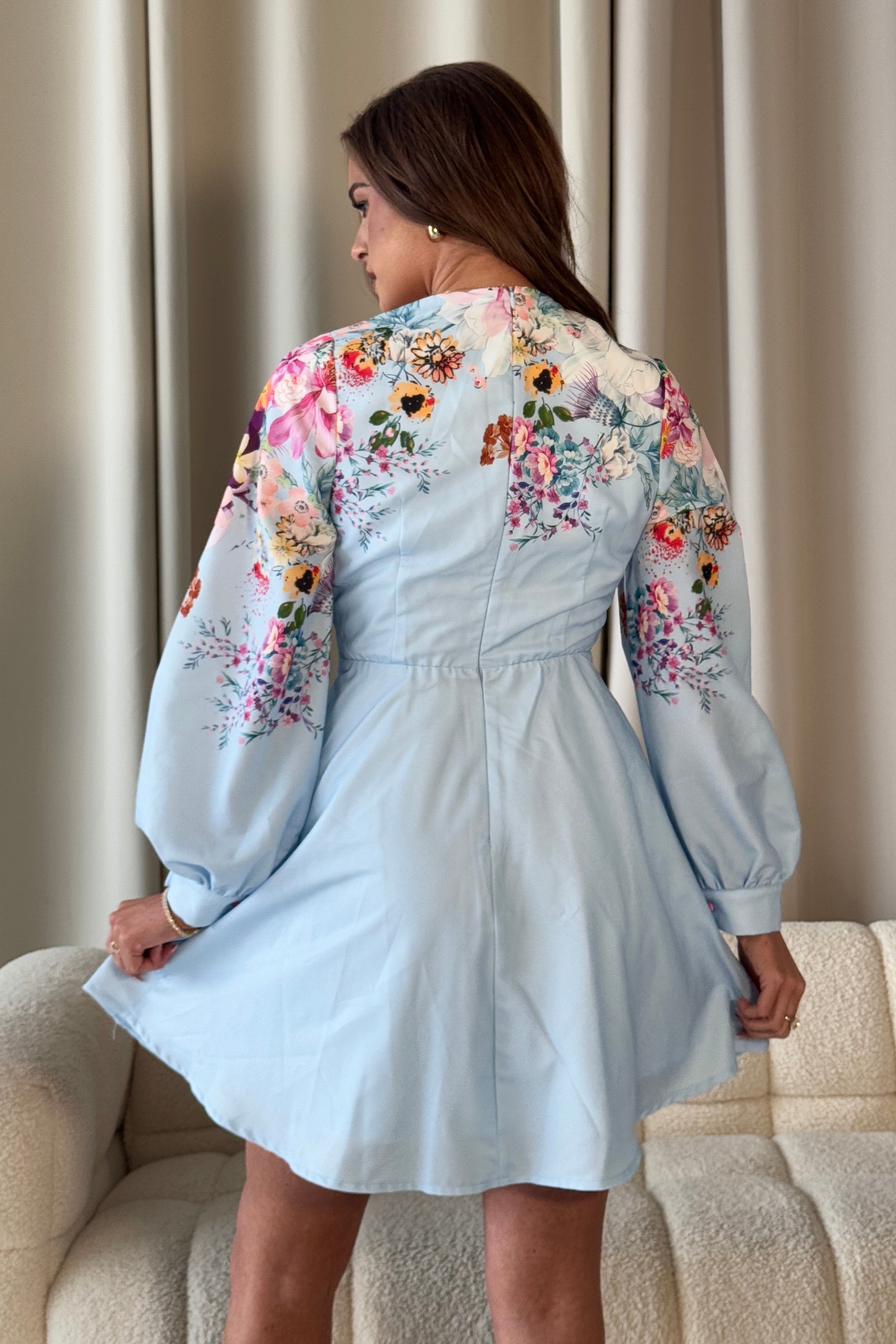 Ruth Blue Floral Wrap Mini Skater Dress Girl In Mind Ruth Blue Floral Wrap Mini Skater Dress Girl In Mind