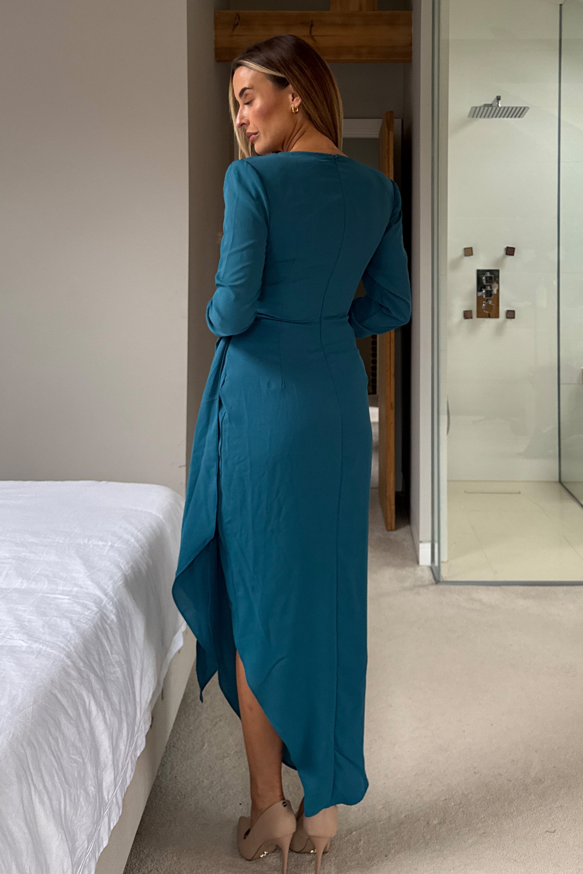 Bria Teal Wrap Maxi Dress