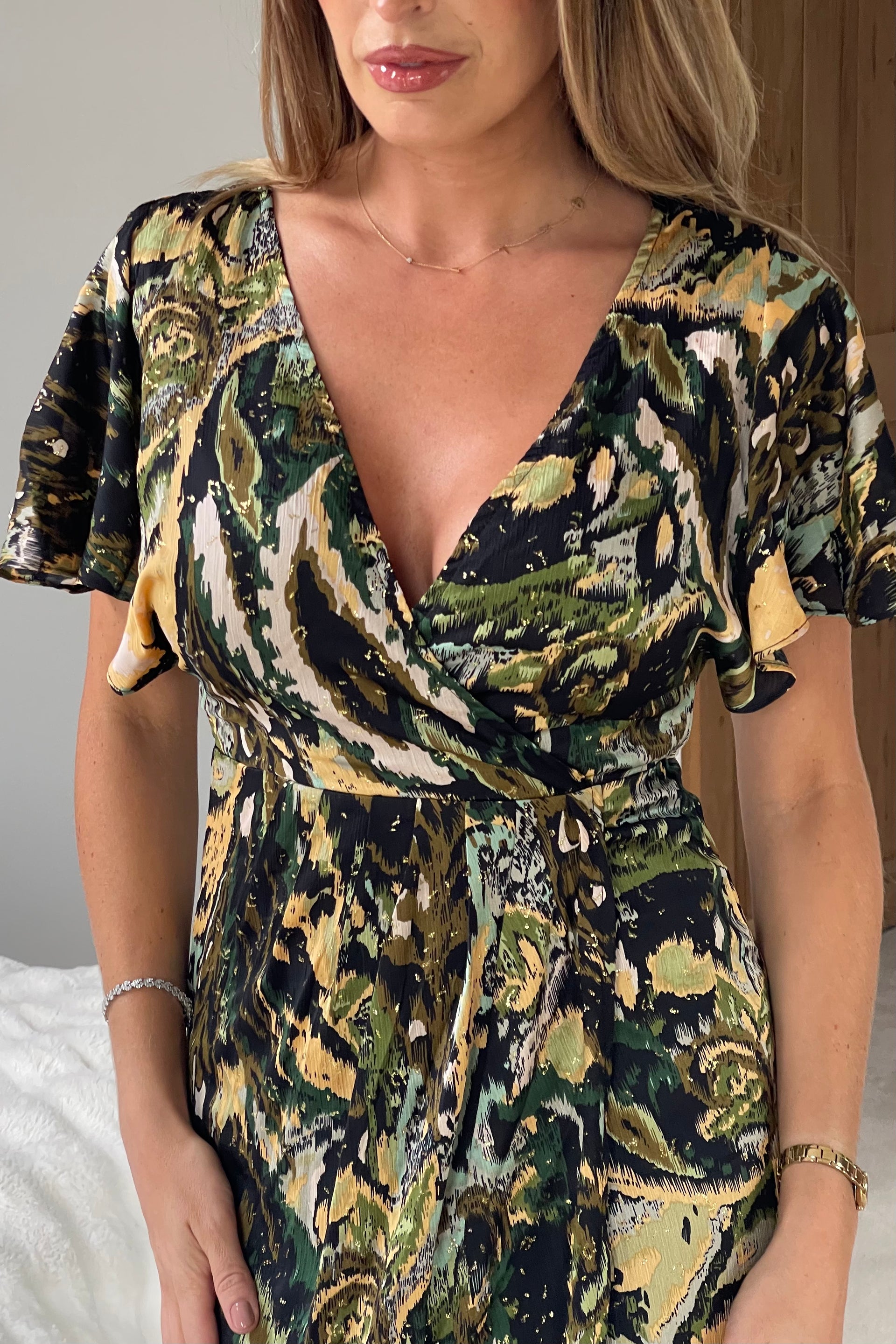 Preslee Green Abstract Wrap Over Maxi Dress – Girl In Mind