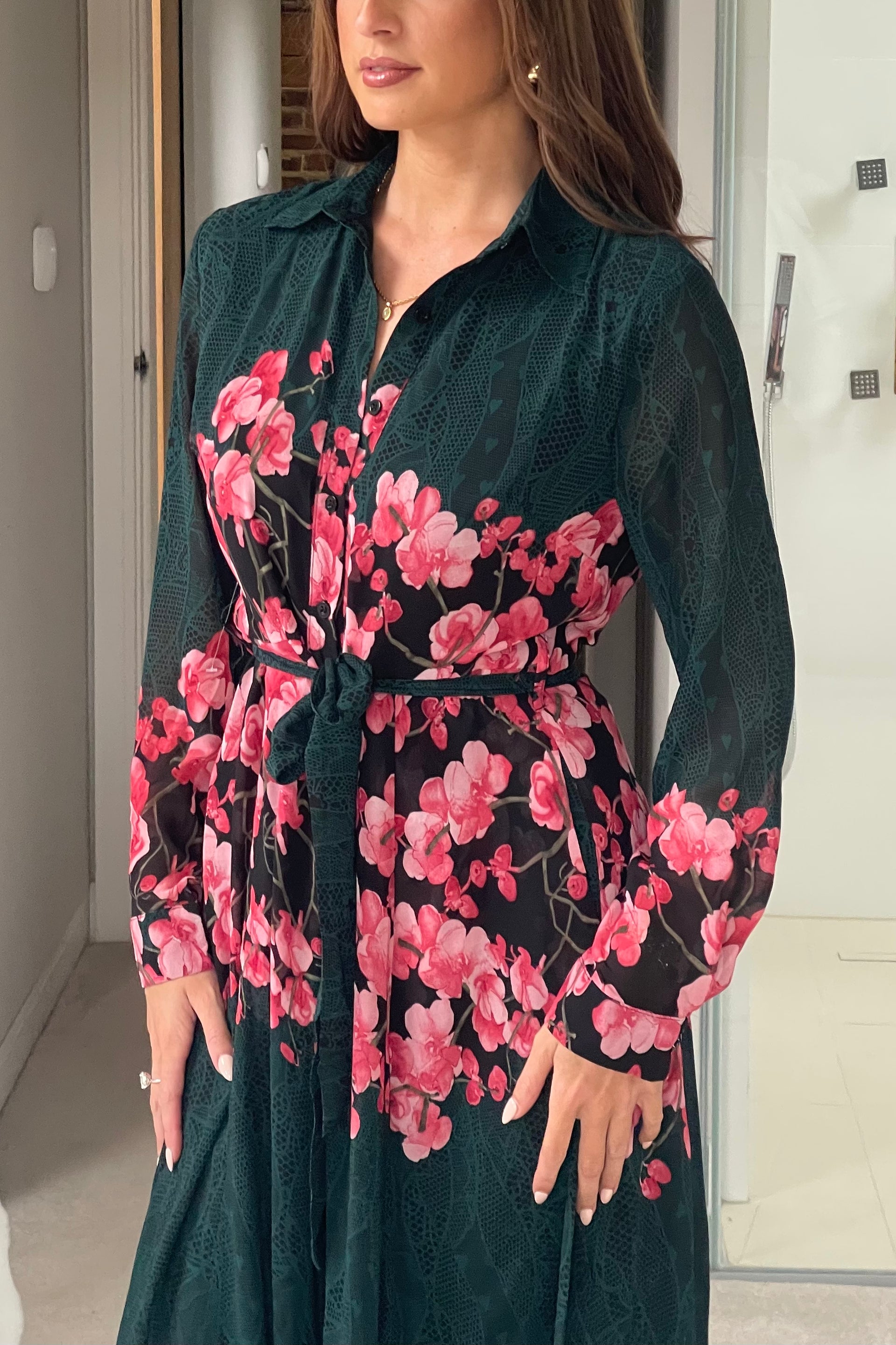 Everly Green Floral Shirt Midi Dress Girl In Mind Everly Green Floral Shirt Midi Dress Girl In Mind