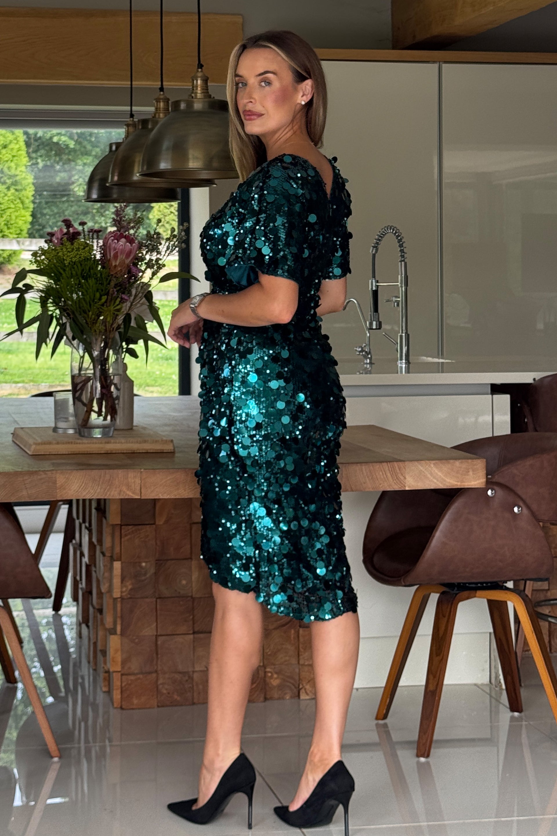 Novah Green Sequin Wrap Detailing Midi Dress – Girl In Mind Novah Green Sequin Wrap Detailing Midi Dress – Girl In Mind