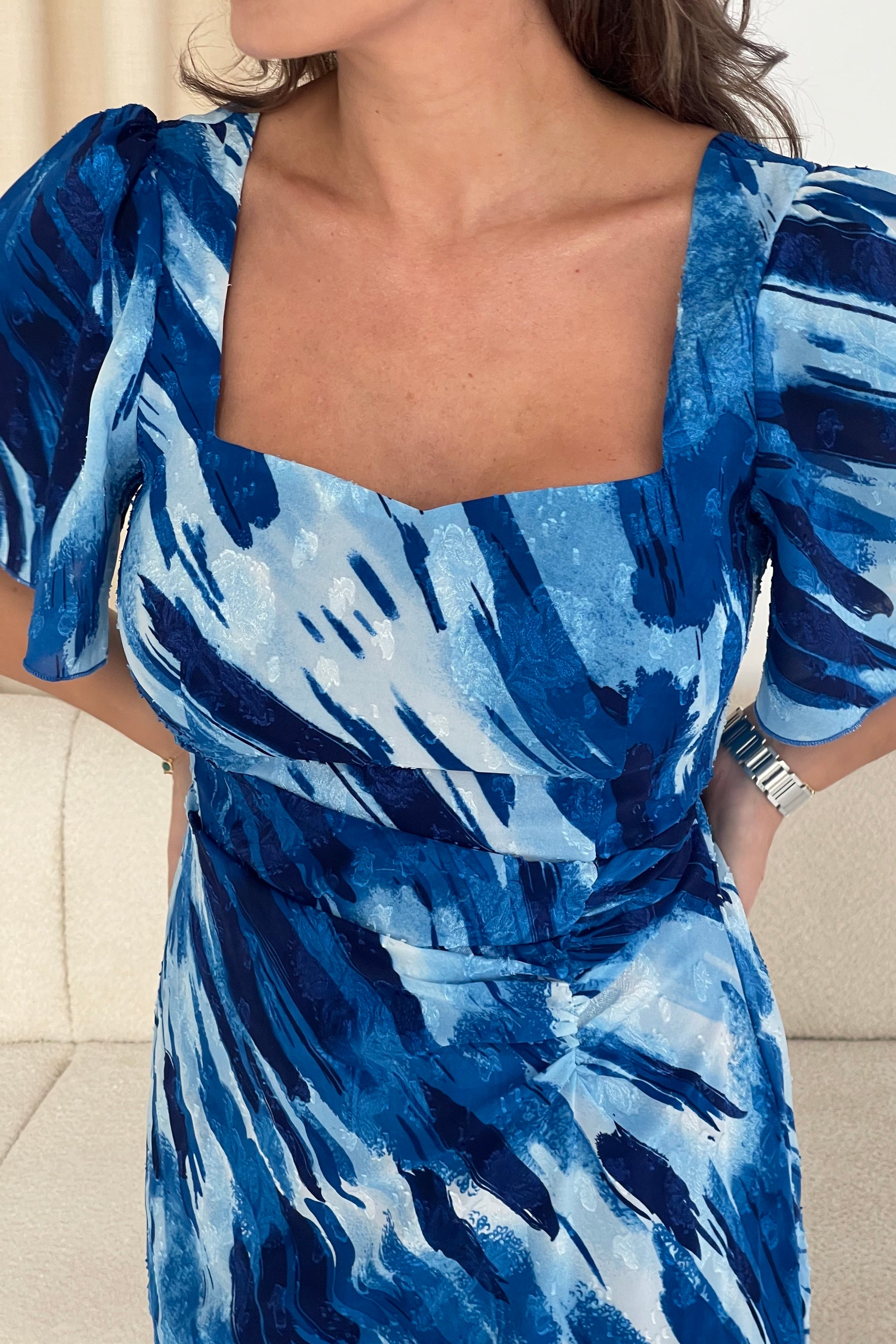 abstract blue dress Blue White Sequin Abstract Strapless Mini Dress 52505