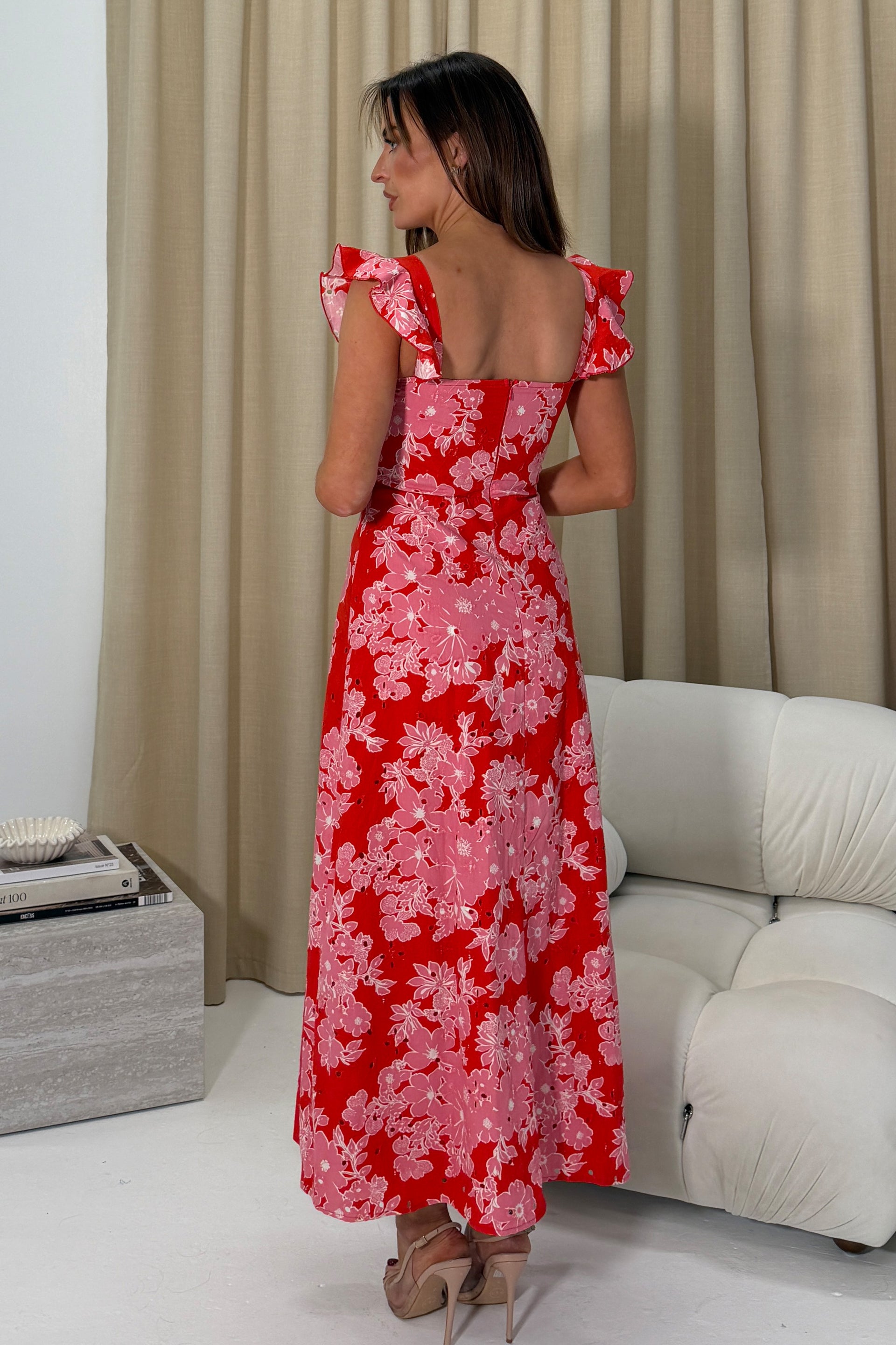 Orla Broderie Anglaise Maxi Dress Pink
