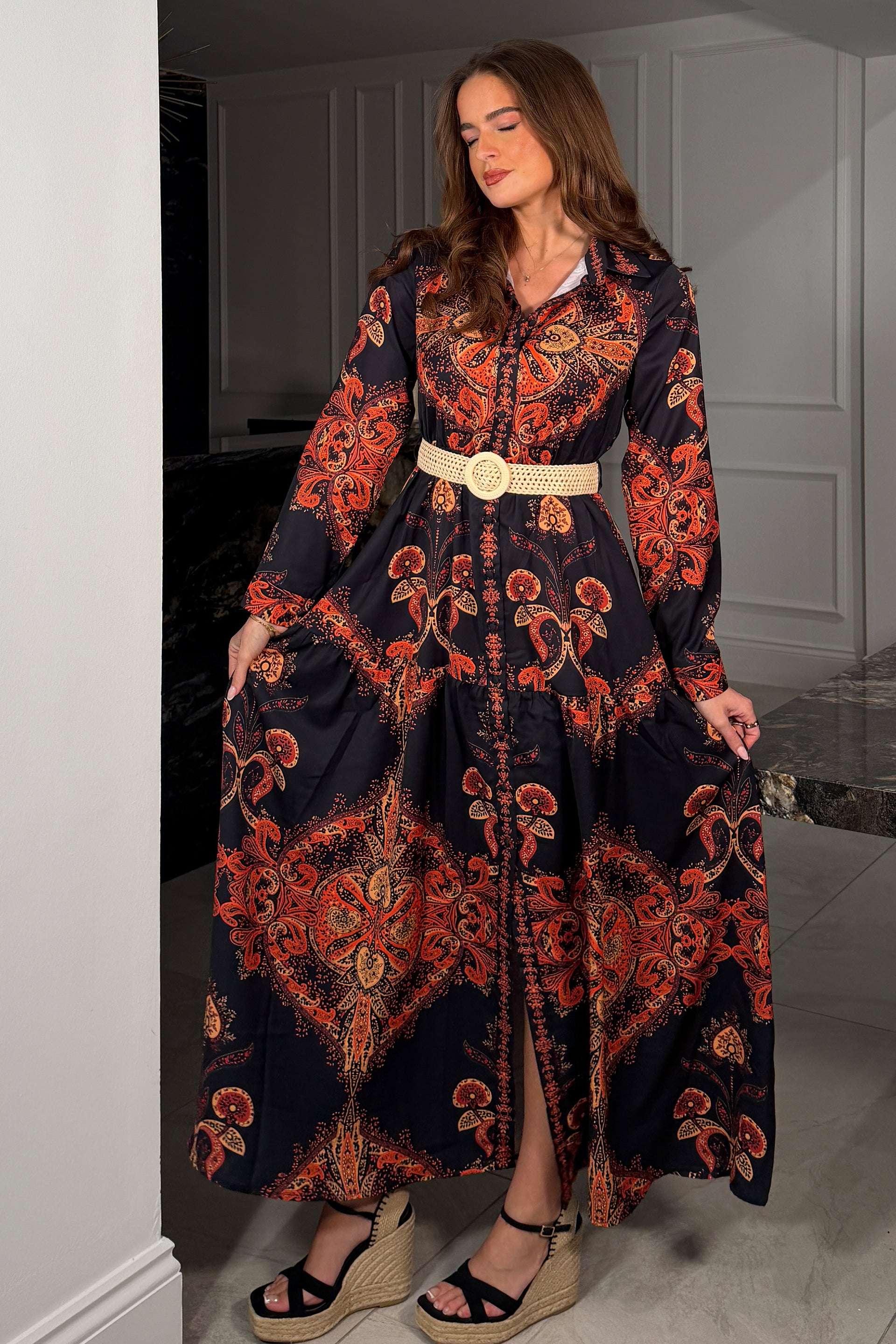 chinese dress ladies BOWIE WALNUT KNIT MAXI DRESS – DISSH main image 0