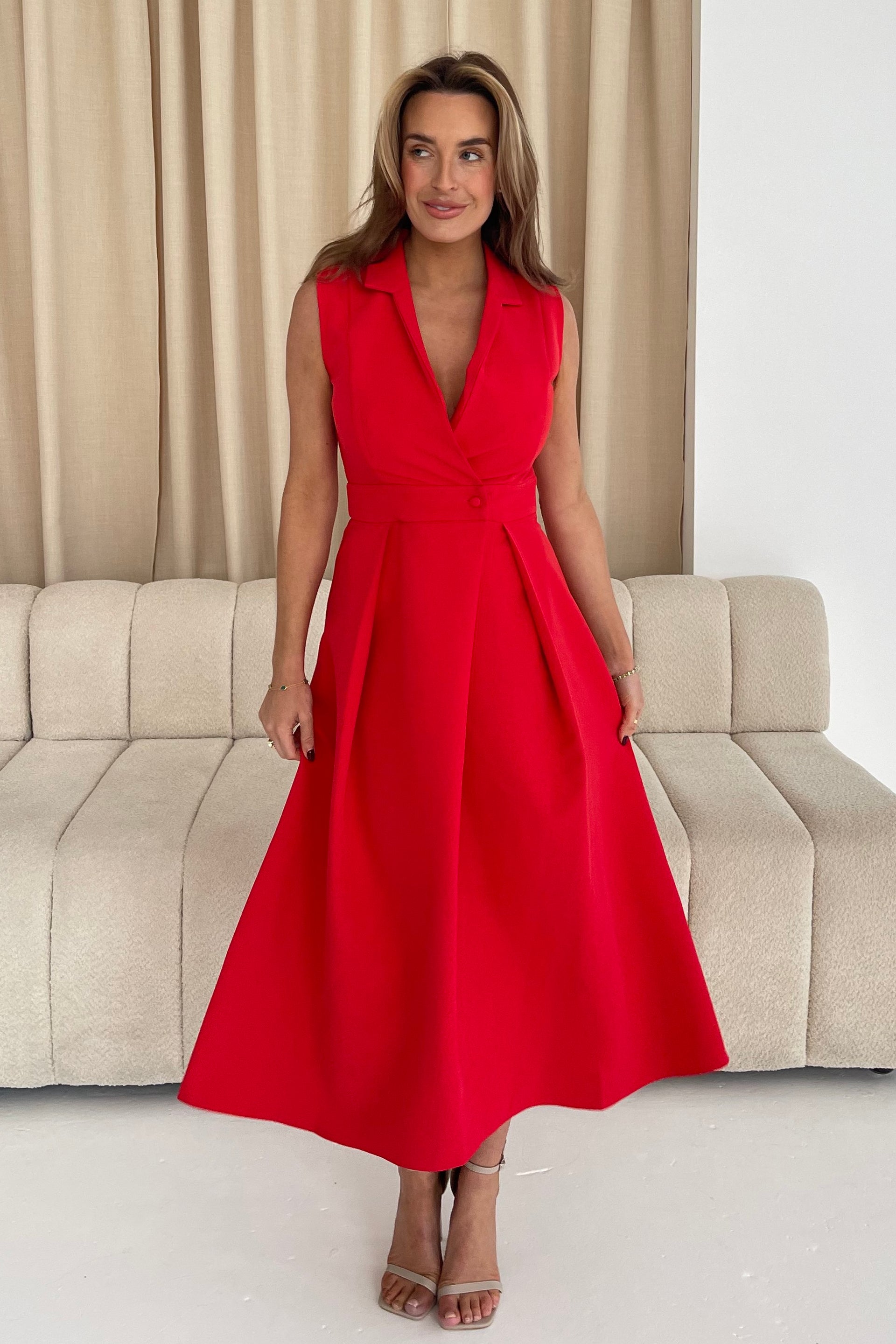 Cameron Collared Tailored Shirt Dress Red – Girl In Mind Cameron Collared Tailored Shirt Dress Red – Girl In Mind