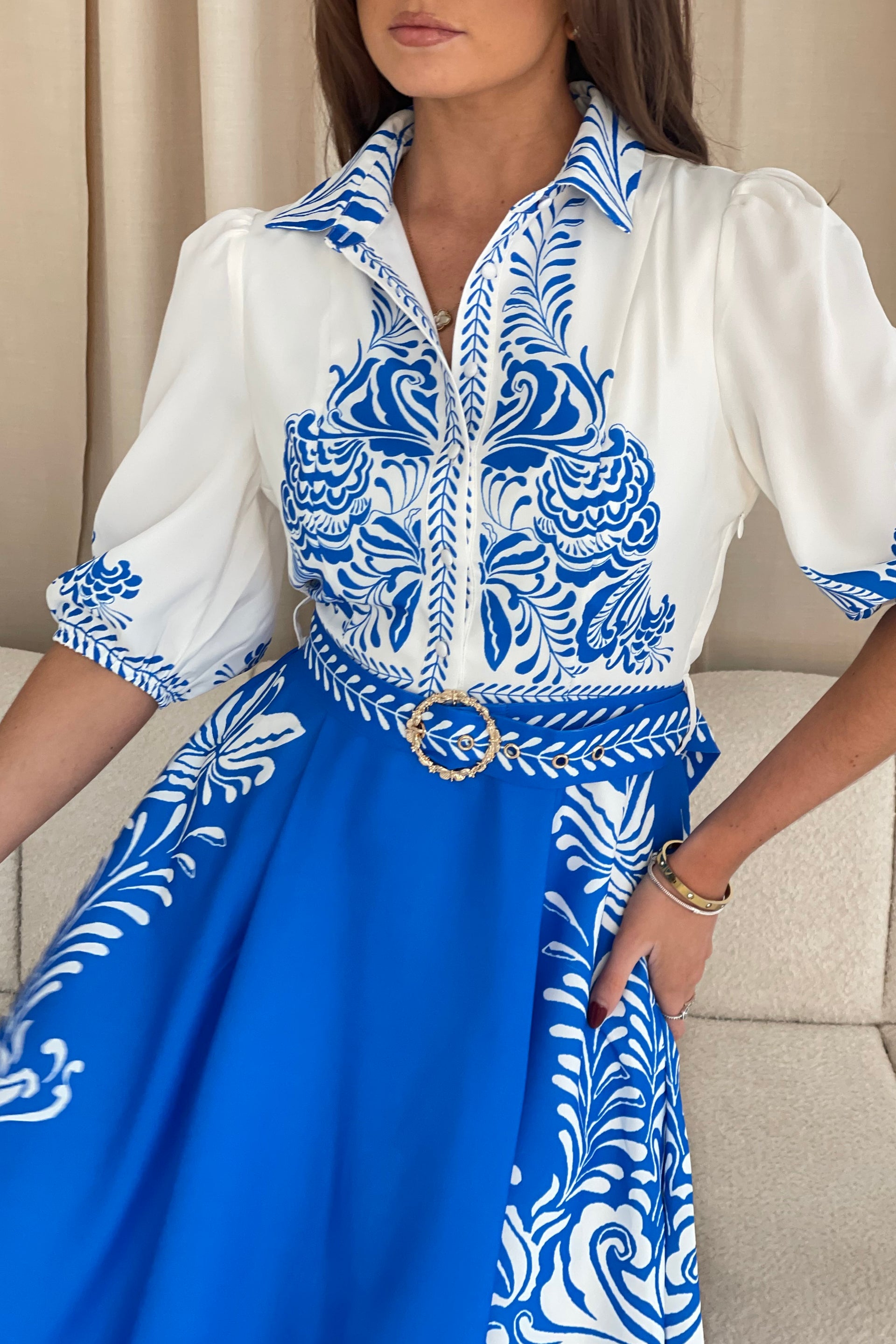 Holland Blue And White Paisley Print Midi Dress Girl In Mind Holland Blue And White Paisley Print Midi Dress Girl In Mind