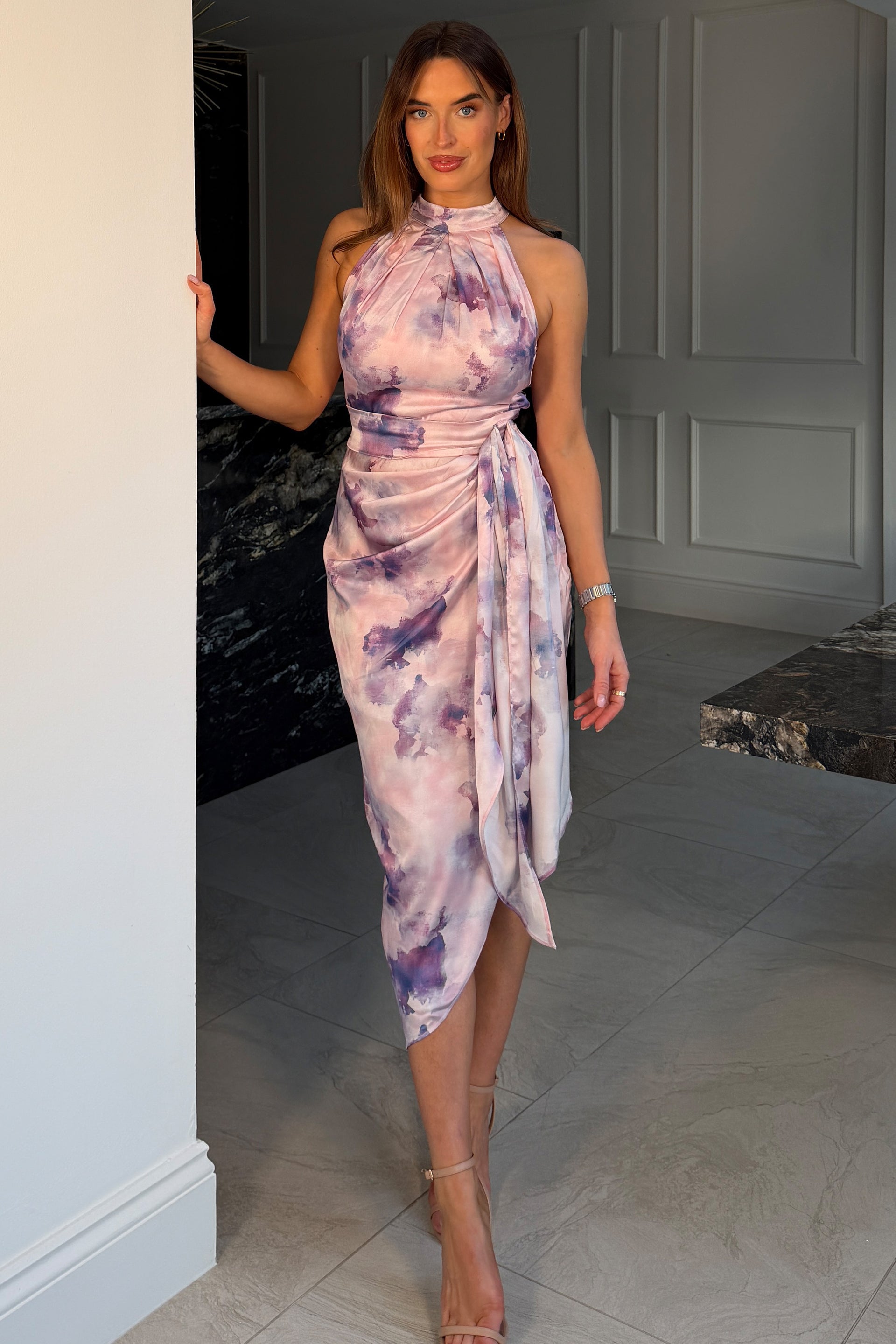 strapless open back dress Rhoda Purple Maxi Dress With Beaded Fringing – Frock and Frill main image 1