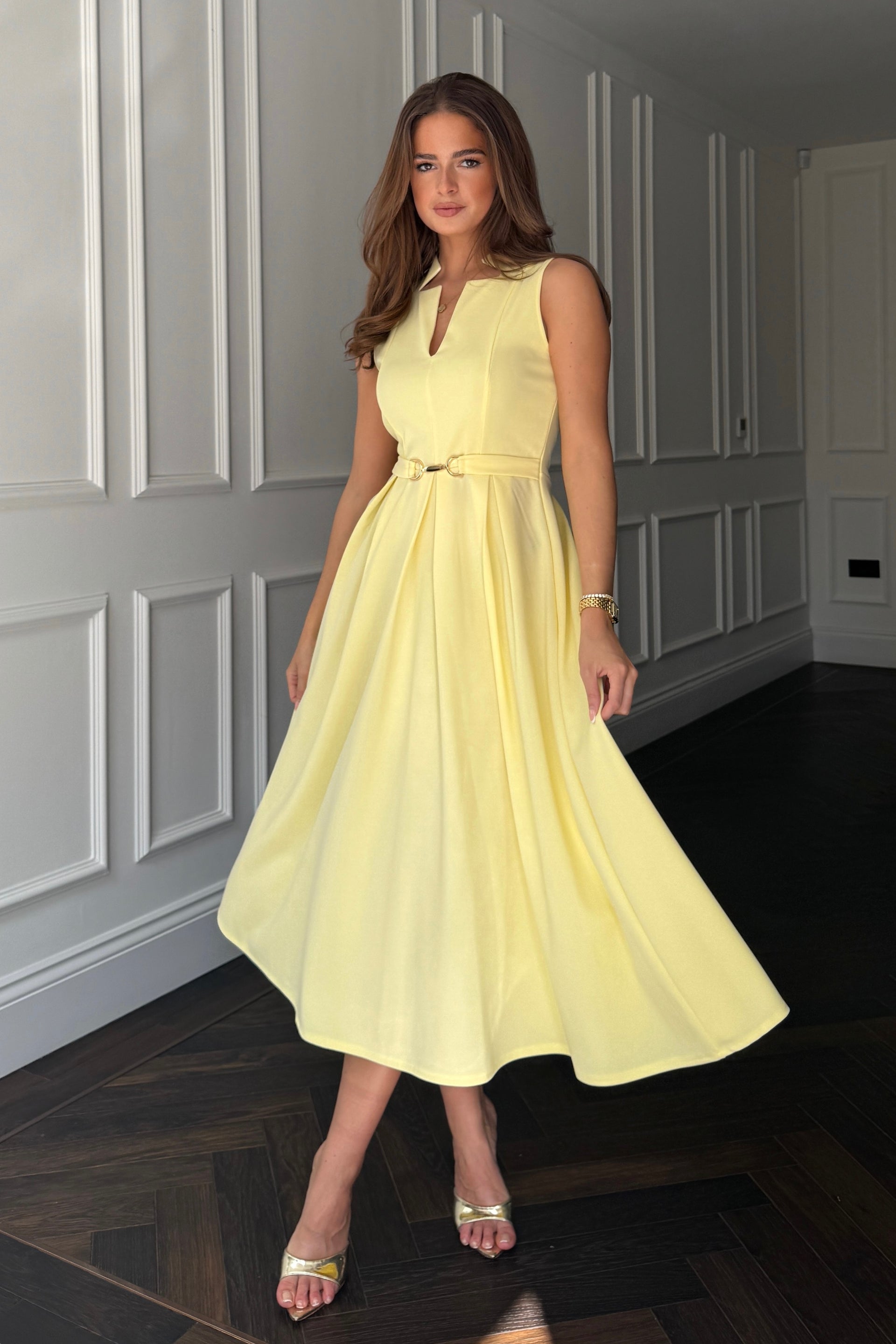 Ameya Notch Neck Sleeveless Midi Dress Yellow Girl In Mind Ameya Notch Neck Sleeveless Midi Dress Yellow Girl In Mind