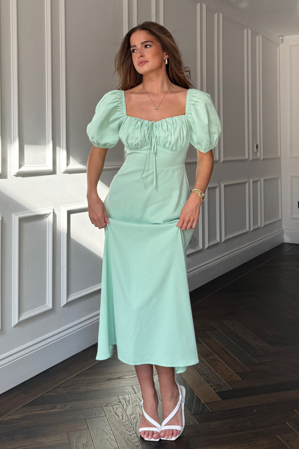 Jemima Square Neck Midi Dress Mint