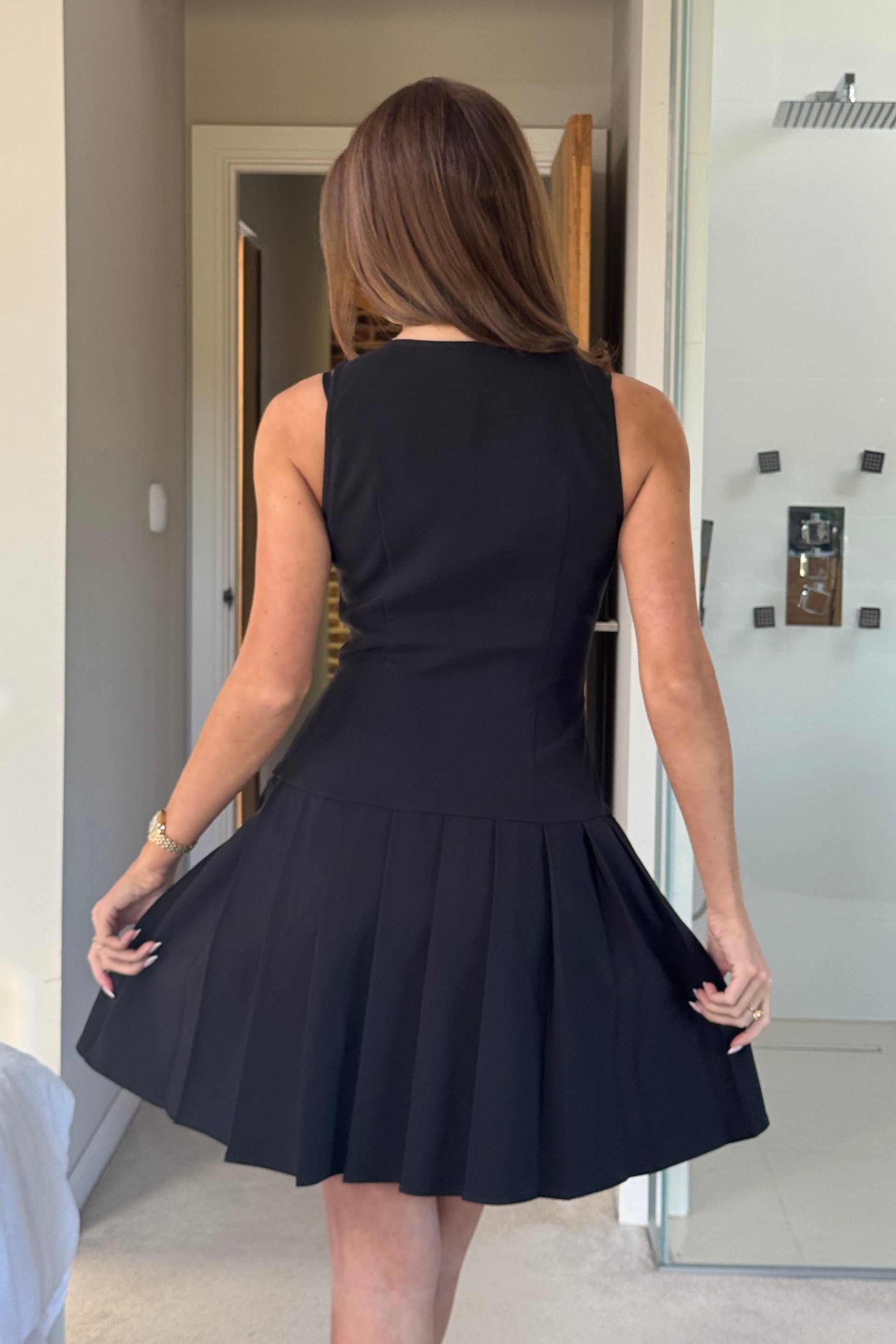 pleated mini dress black Mini pleated dress Black / Gray For Women
