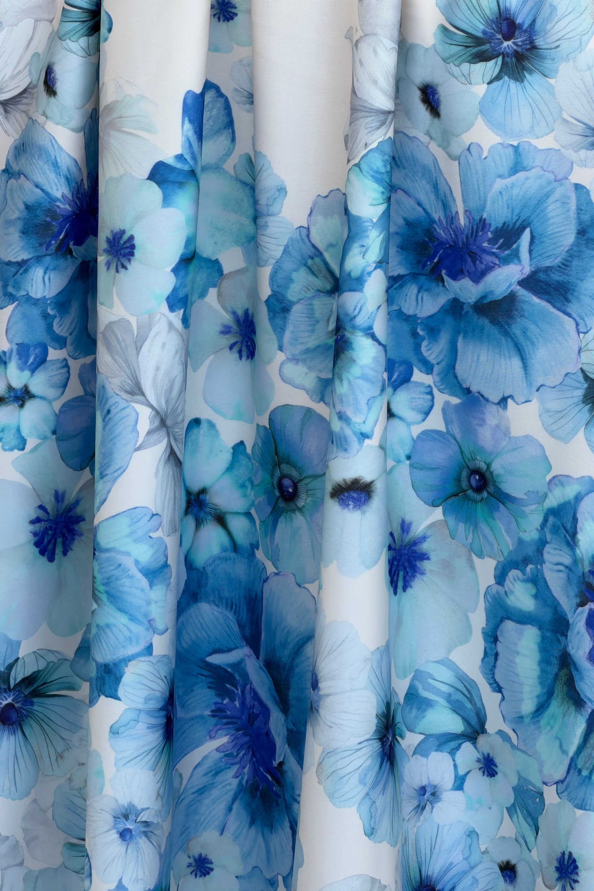 Erica Square Neck Pleated Midi Dress Floral Blue