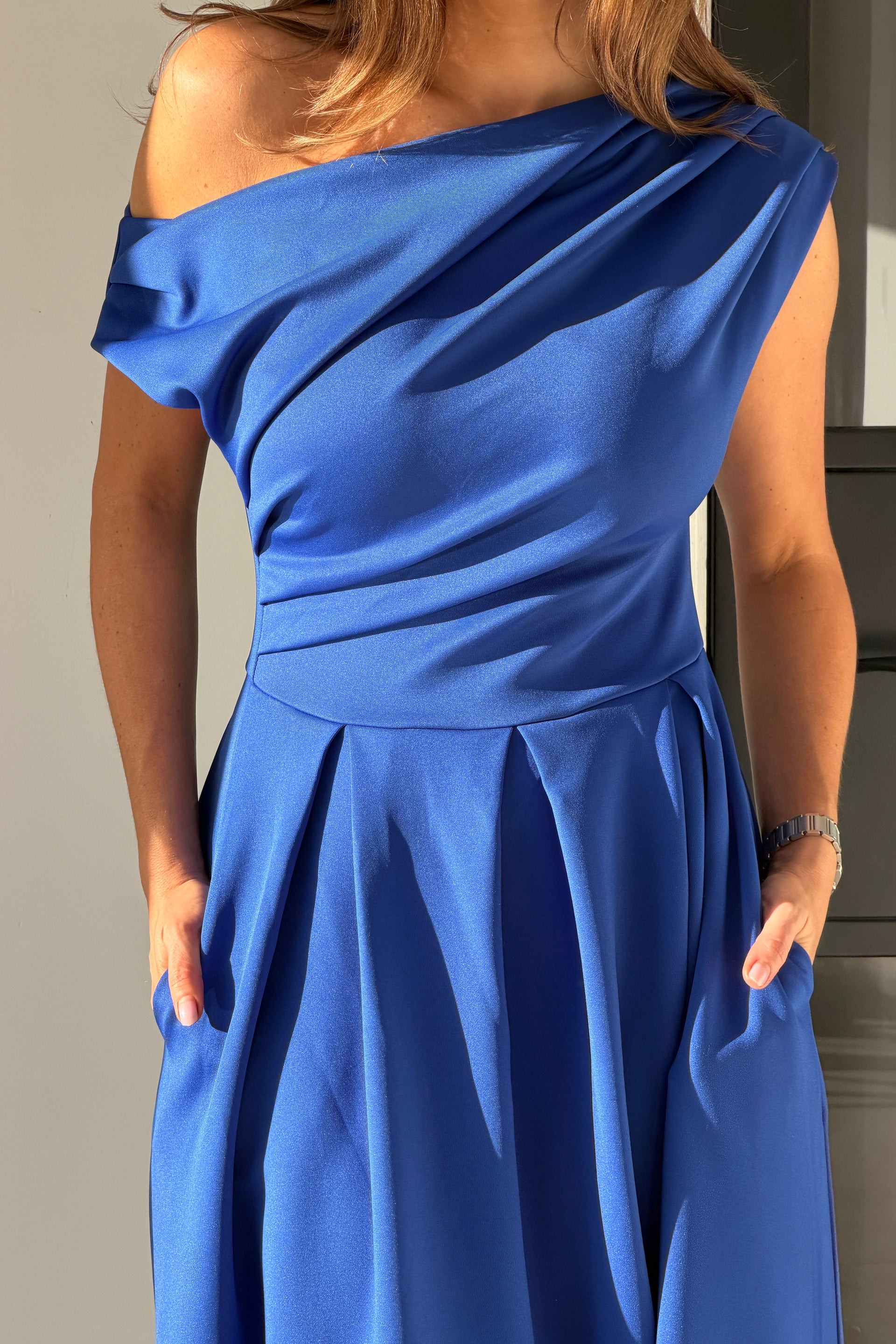 Betty Asymmetric Midi Dress Cobalt