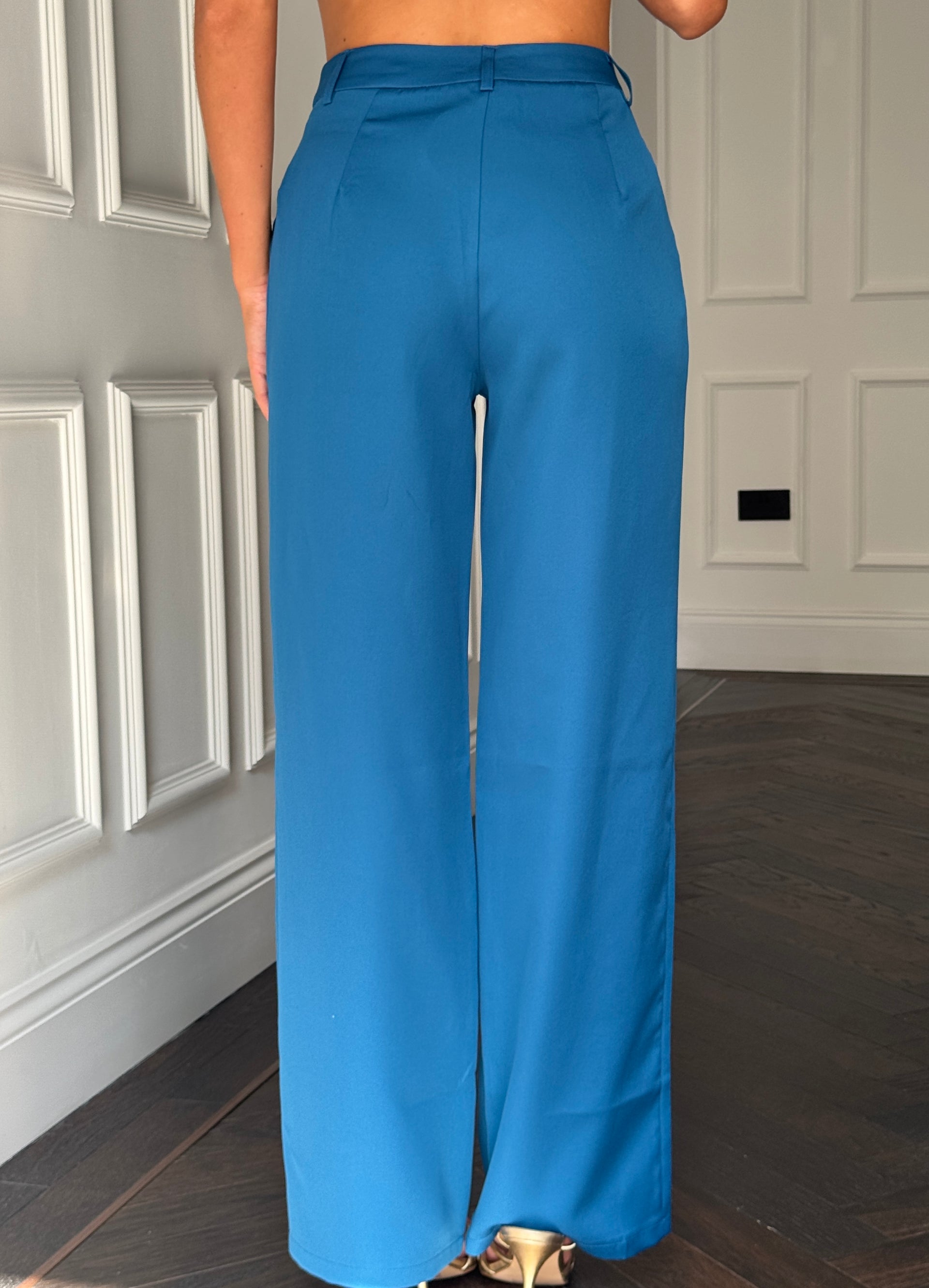 Jo Pleat Detail Tailored Trouser Petrol Blue