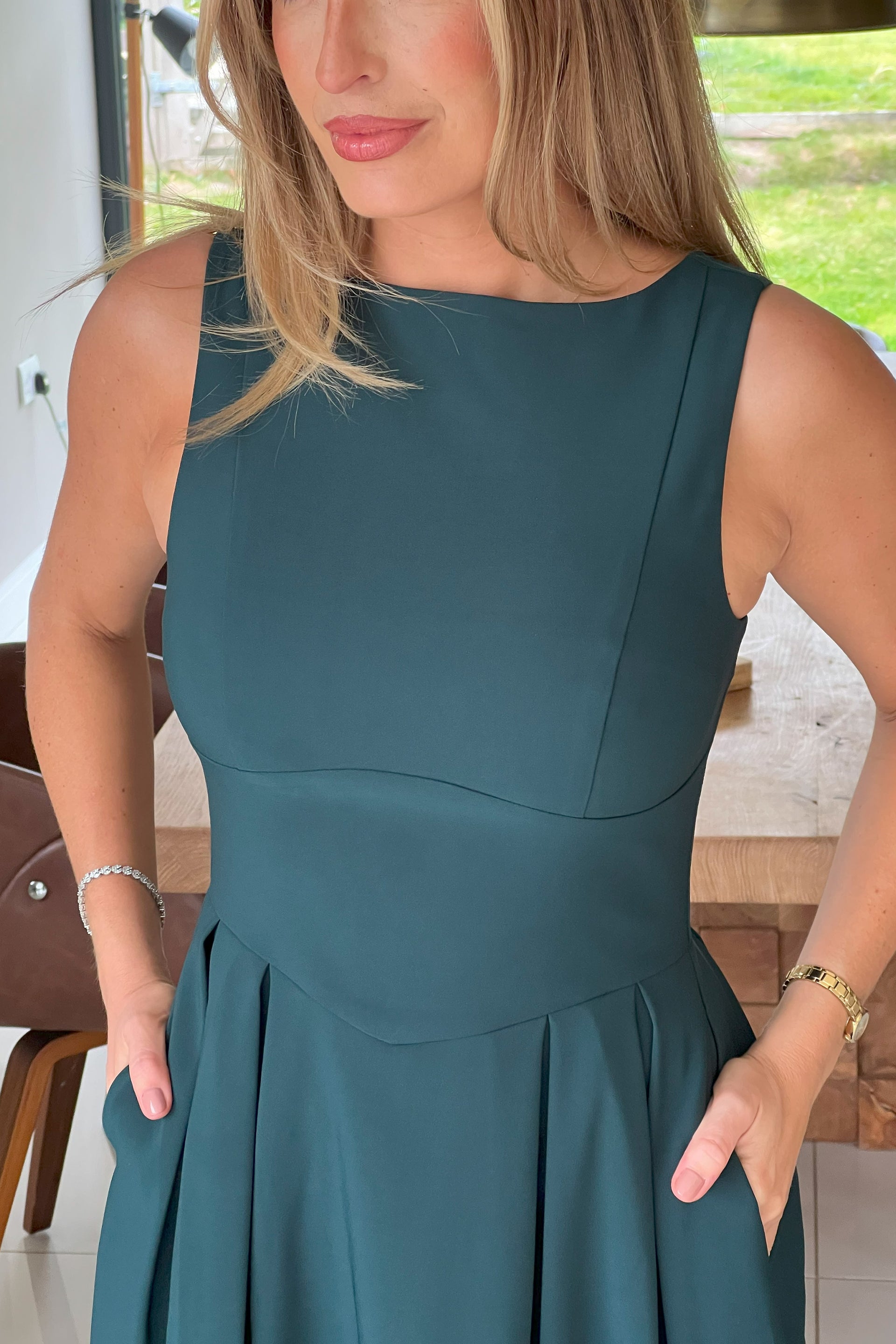 Nesta Boat Neck Skater Midi Dress Emerald Green Girl In Mind Nesta Boat Neck Skater Midi Dress Emerald Green Girl In Mind