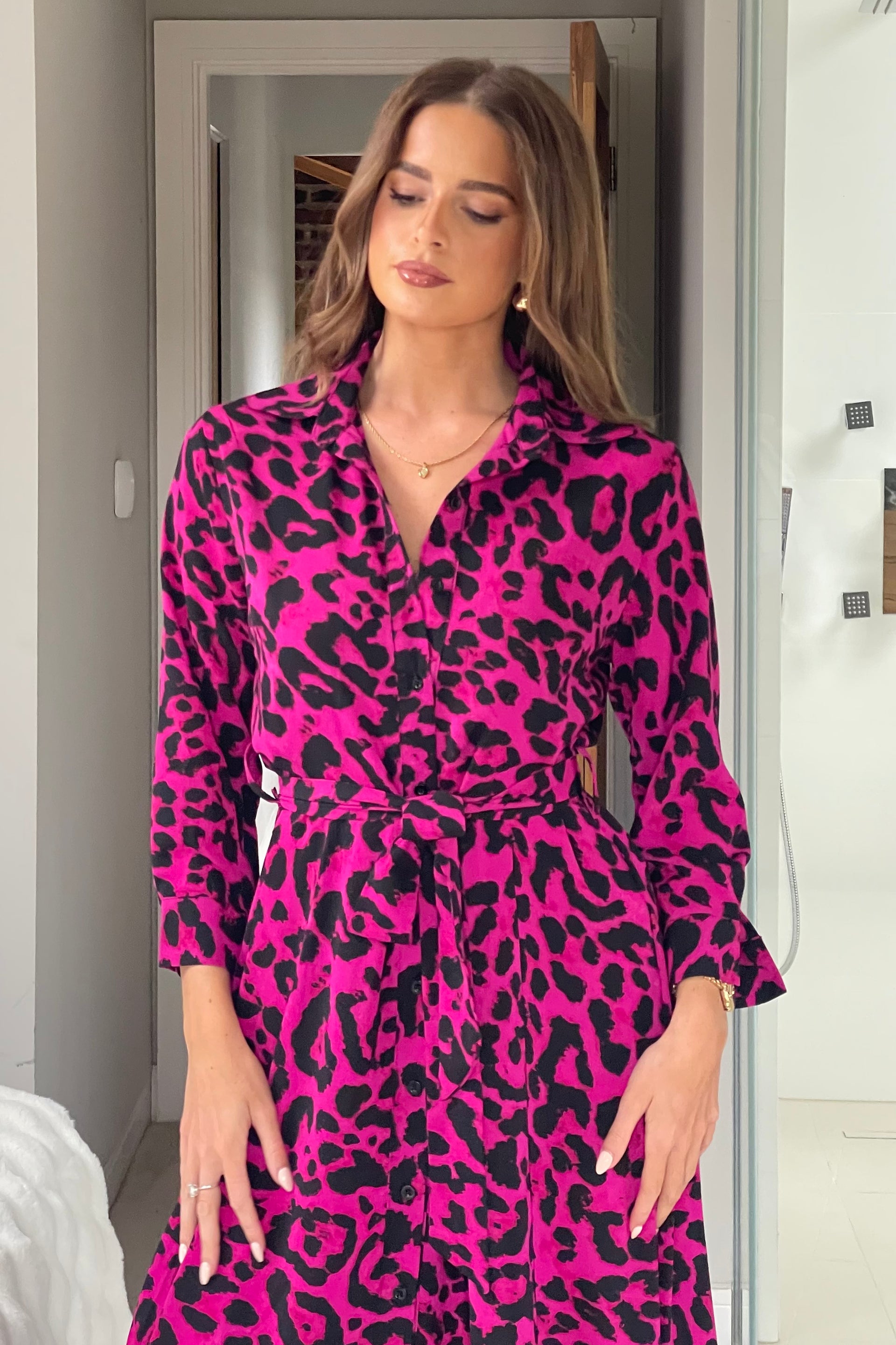 kate spade pink leopard dress Kate Spade Rosy Garden Tie-Waist Dress, Rosa Plum