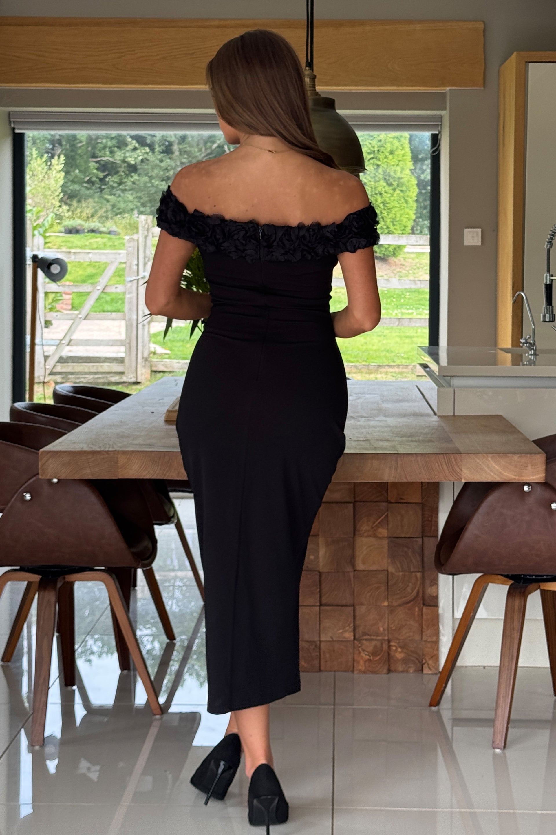 Brenda 3D Floral Off The Shoulder Midi Dress Girl In Mind Brenda 3D Floral Off The Shoulder Midi Dress Girl In Mind