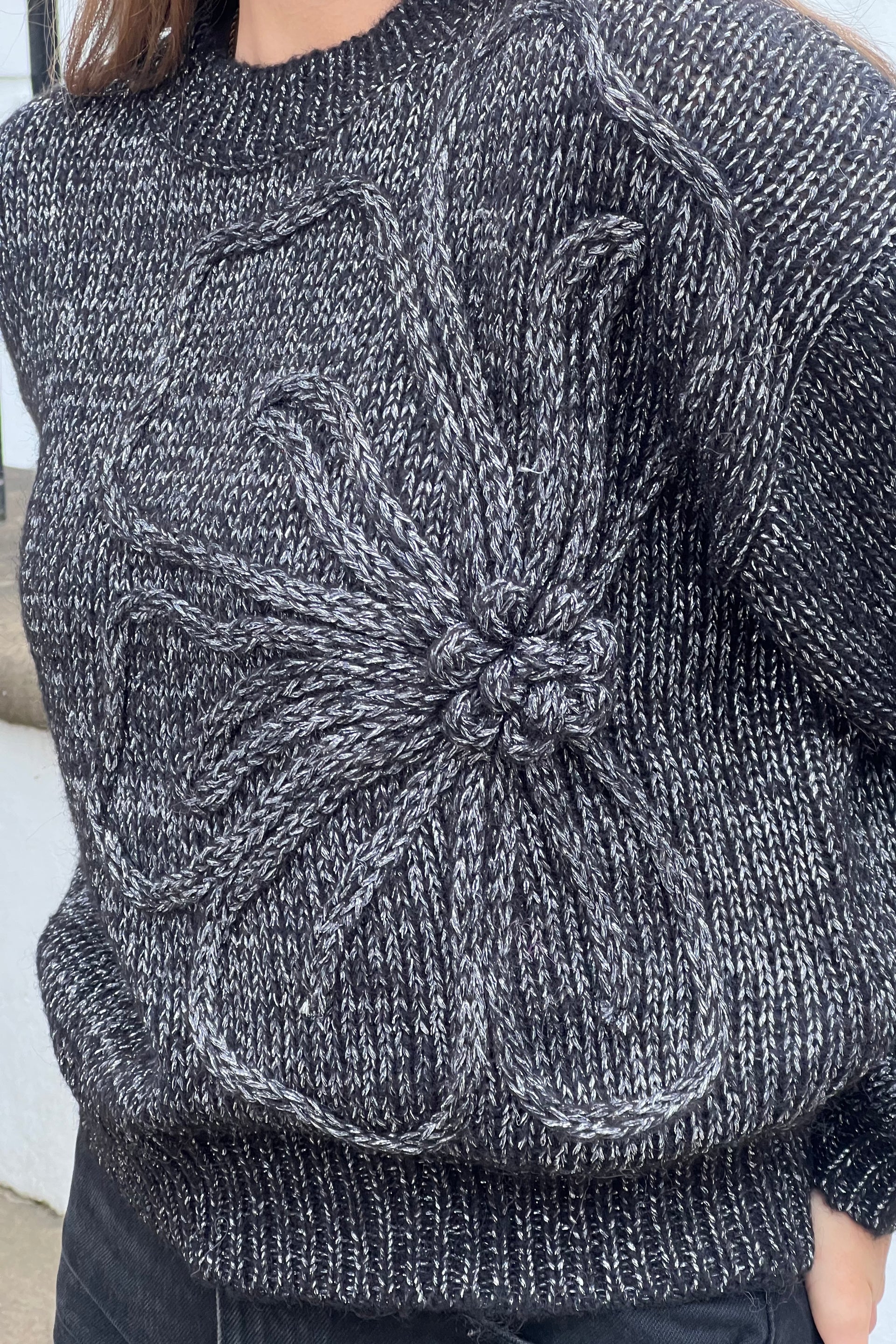 Lunetta Flower Knit Jumper Black