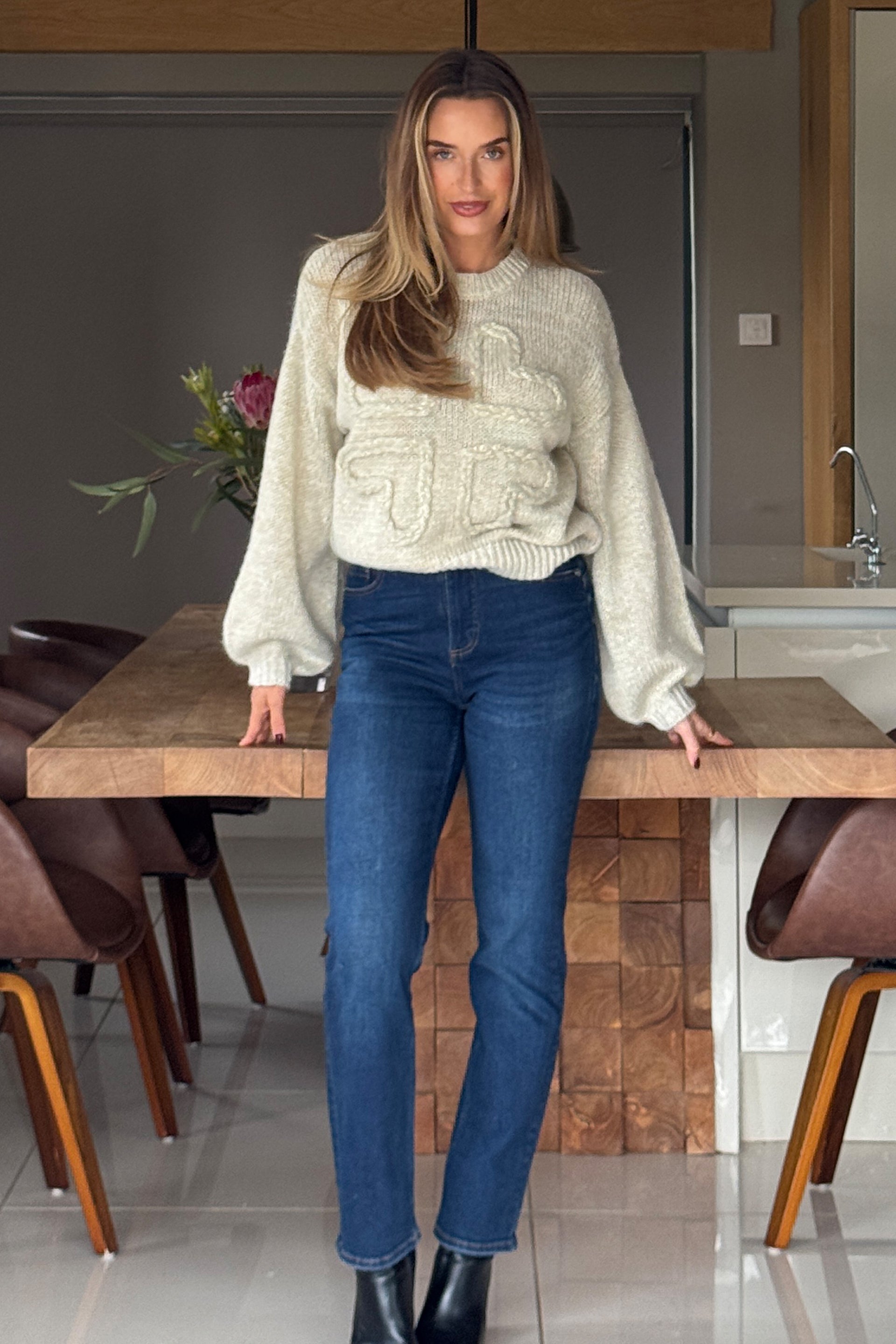 Lirael Heart Knit Jumper Cream
