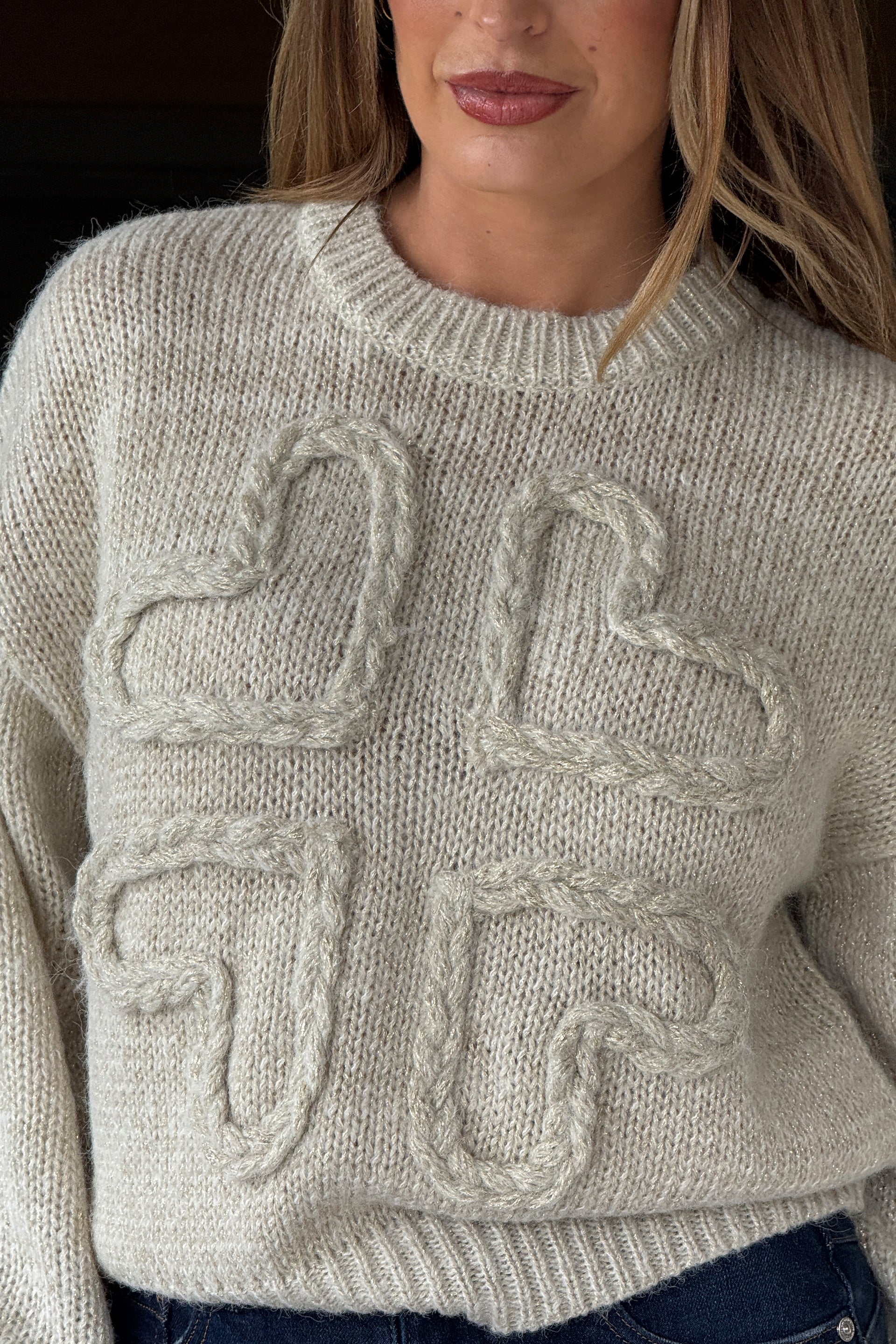 Lirael Heart Knit Jumper Cream