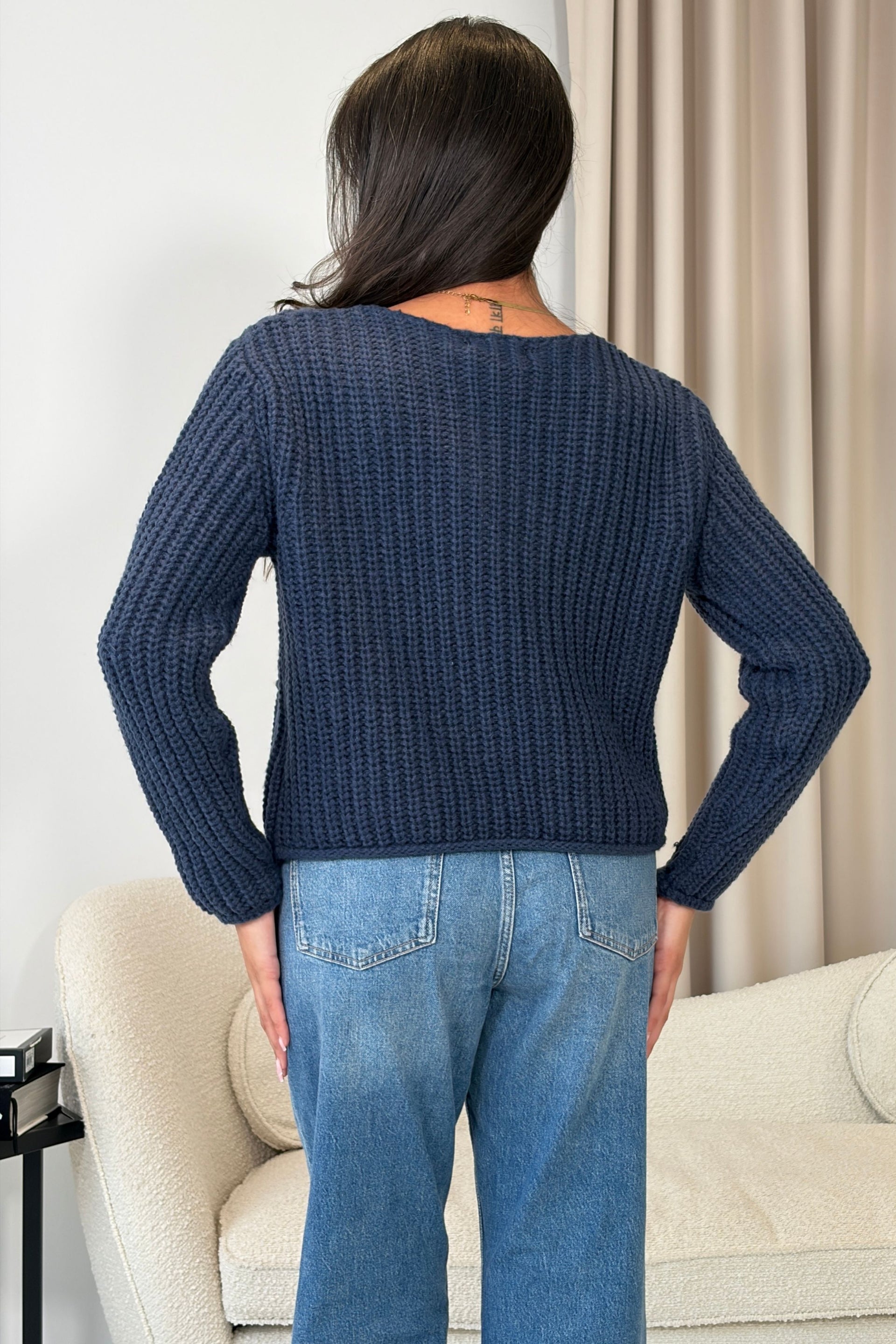 Kelbie Chunky Knit Cardigan Navy