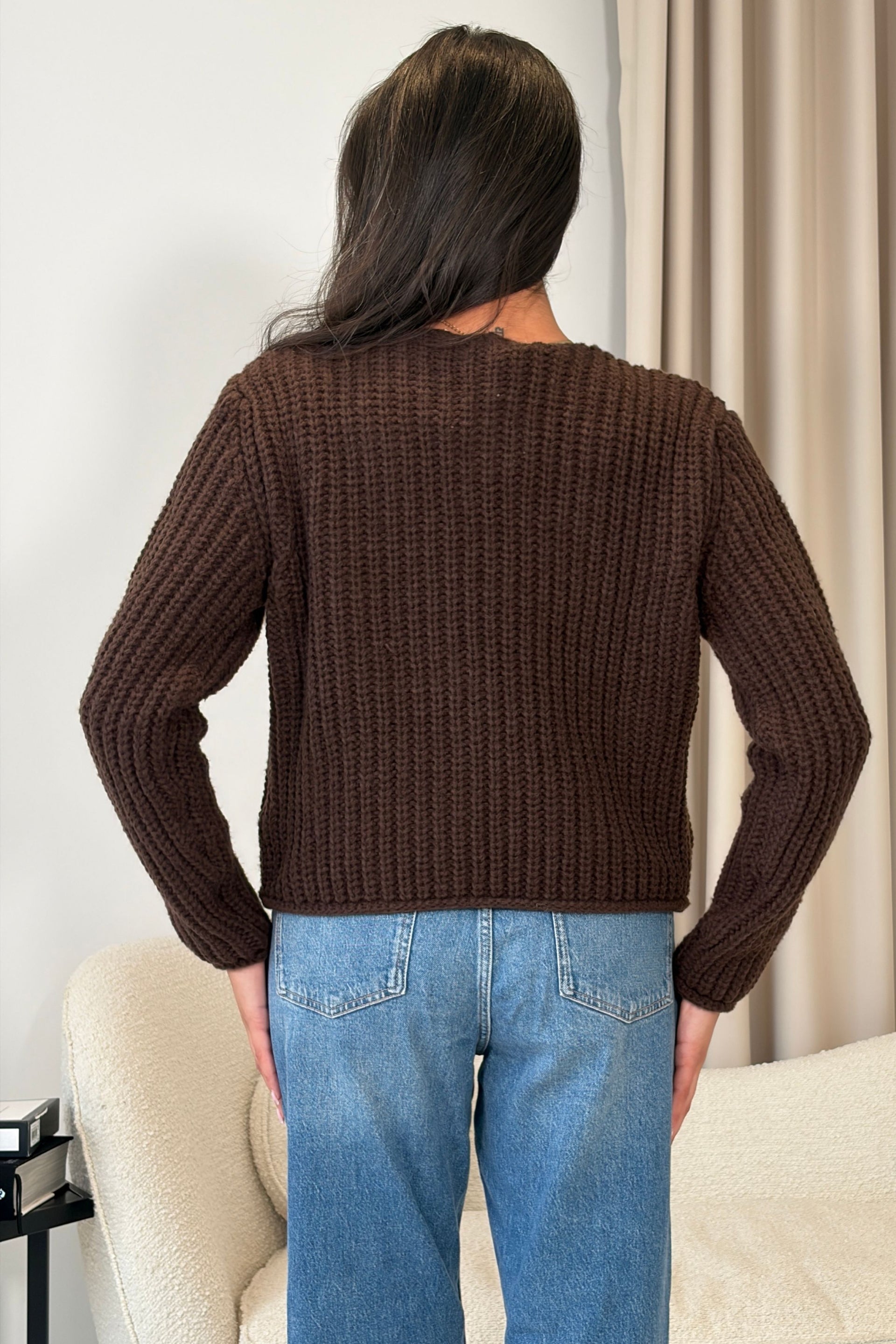 Kelbie Chunky Knit Cardigan Chocolate