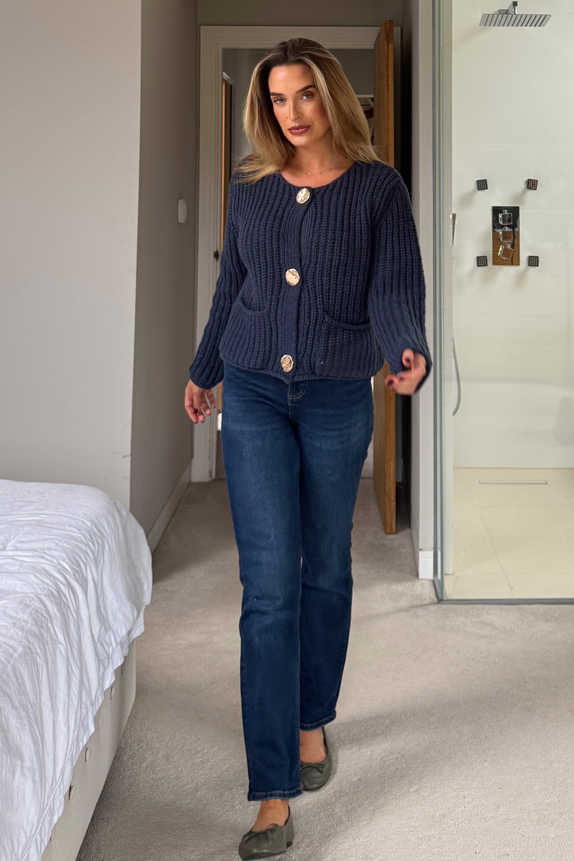 Kelbie Chunky Knit Cardigan Navy