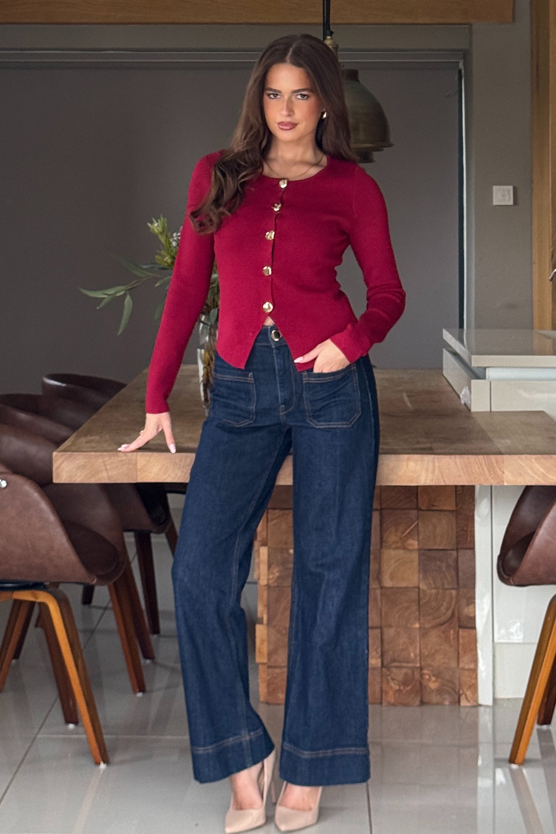 Tirza Classic Knitted Waistcoat Red