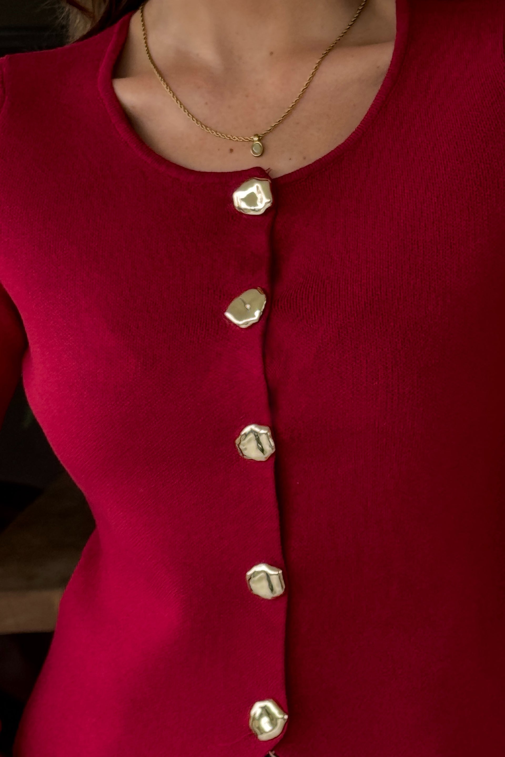 Tirza Classic Knitted Waistcoat Red