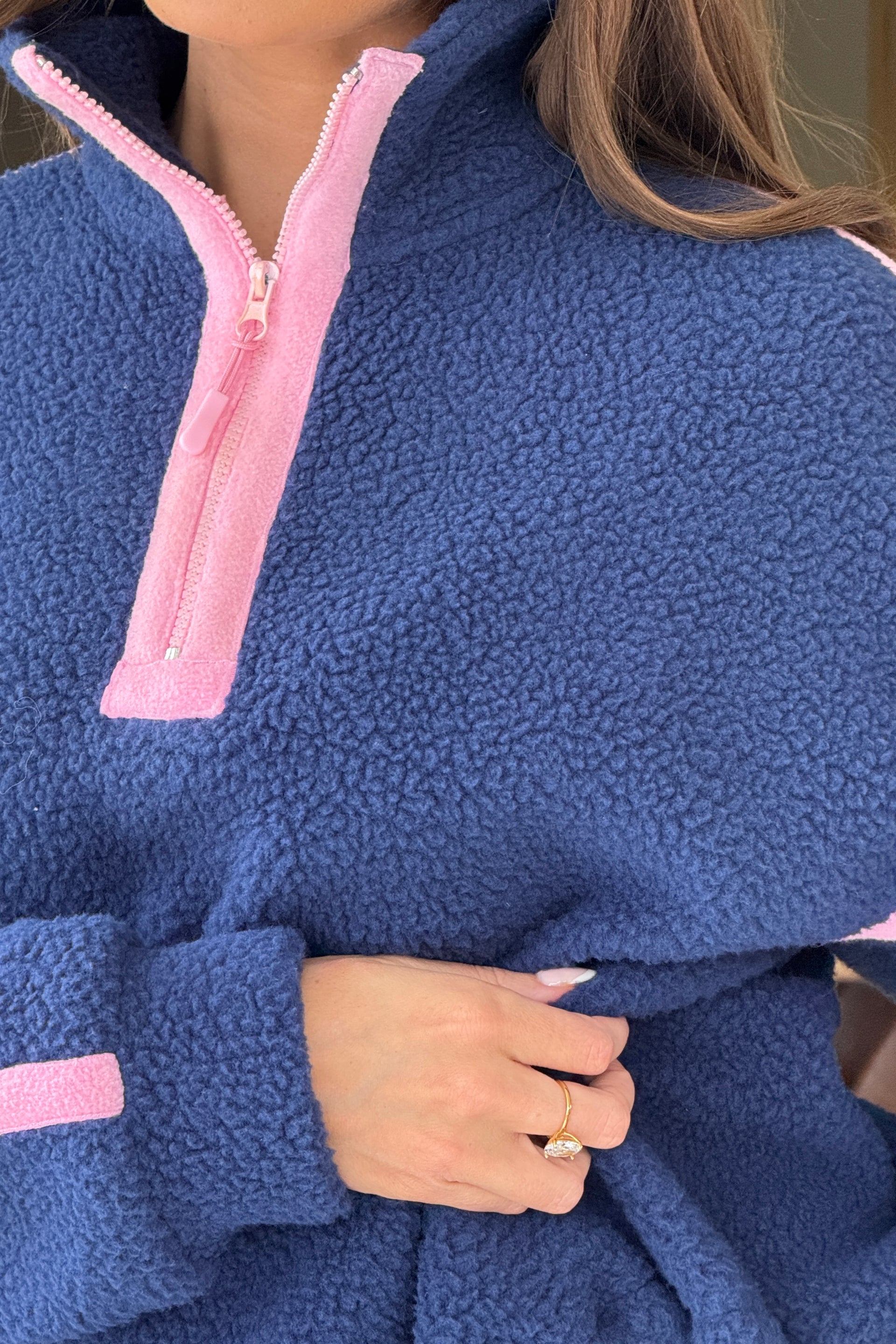 Mimi Contrast 3/4 Zip Fleece Navy