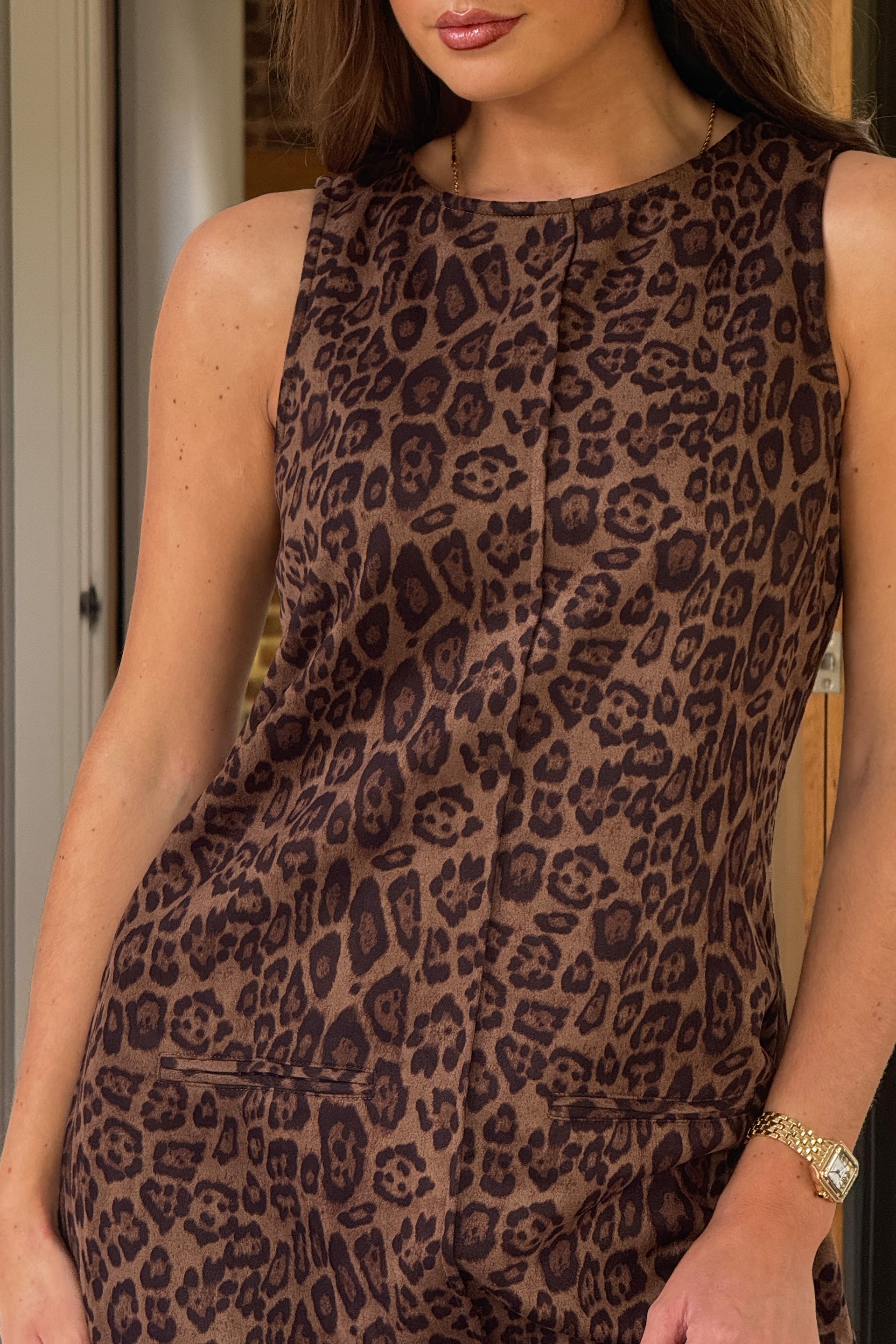 Sigrid Sleeveless Leopard Shift Dress
