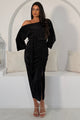 Vendy Off The Shoulder Ruched Detail Midi Dress Black