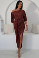Vendy Off The Shoulder Ruched Detail Midi Dress Brown