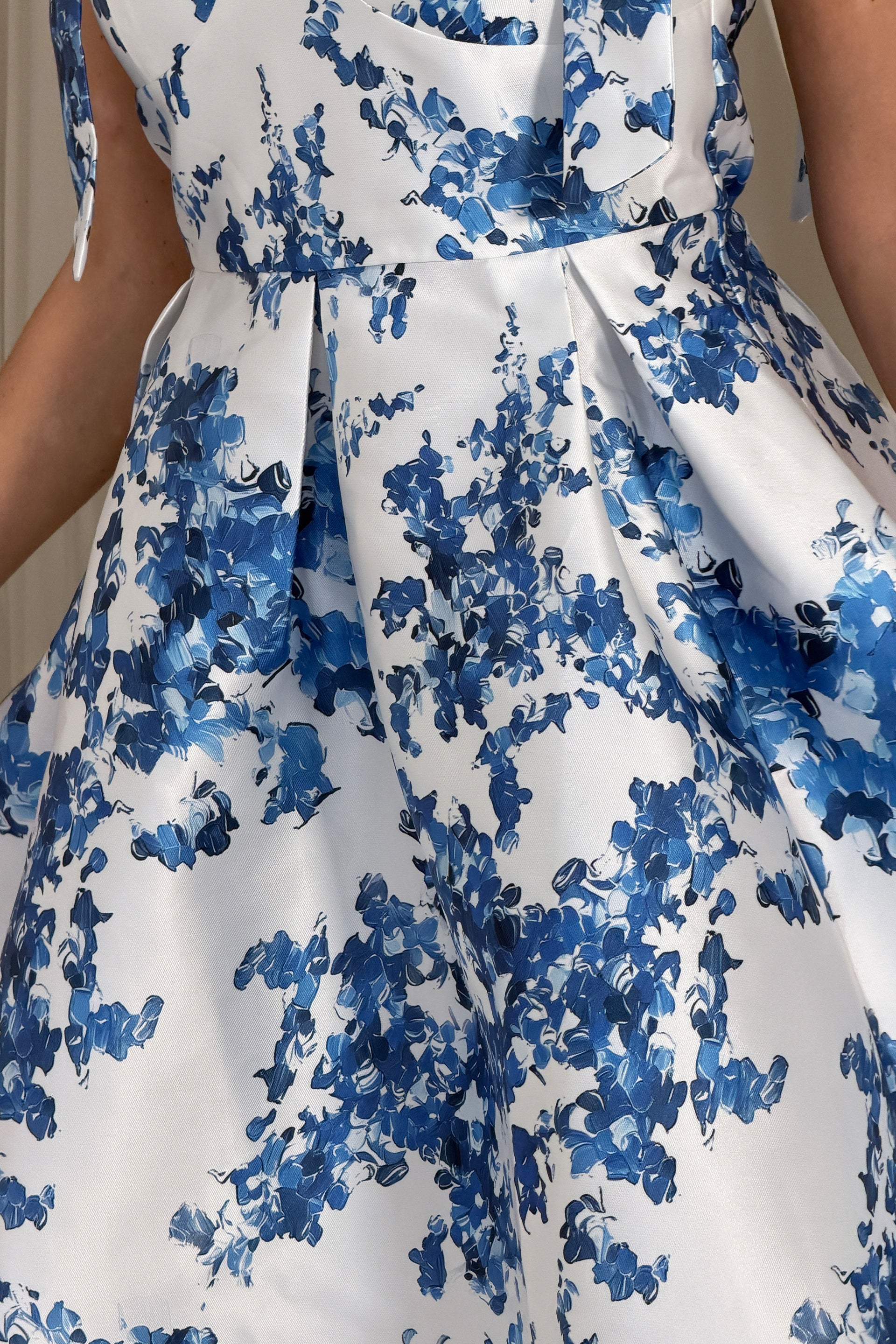 Terry Bow Detail Skater Mini Blue Floral