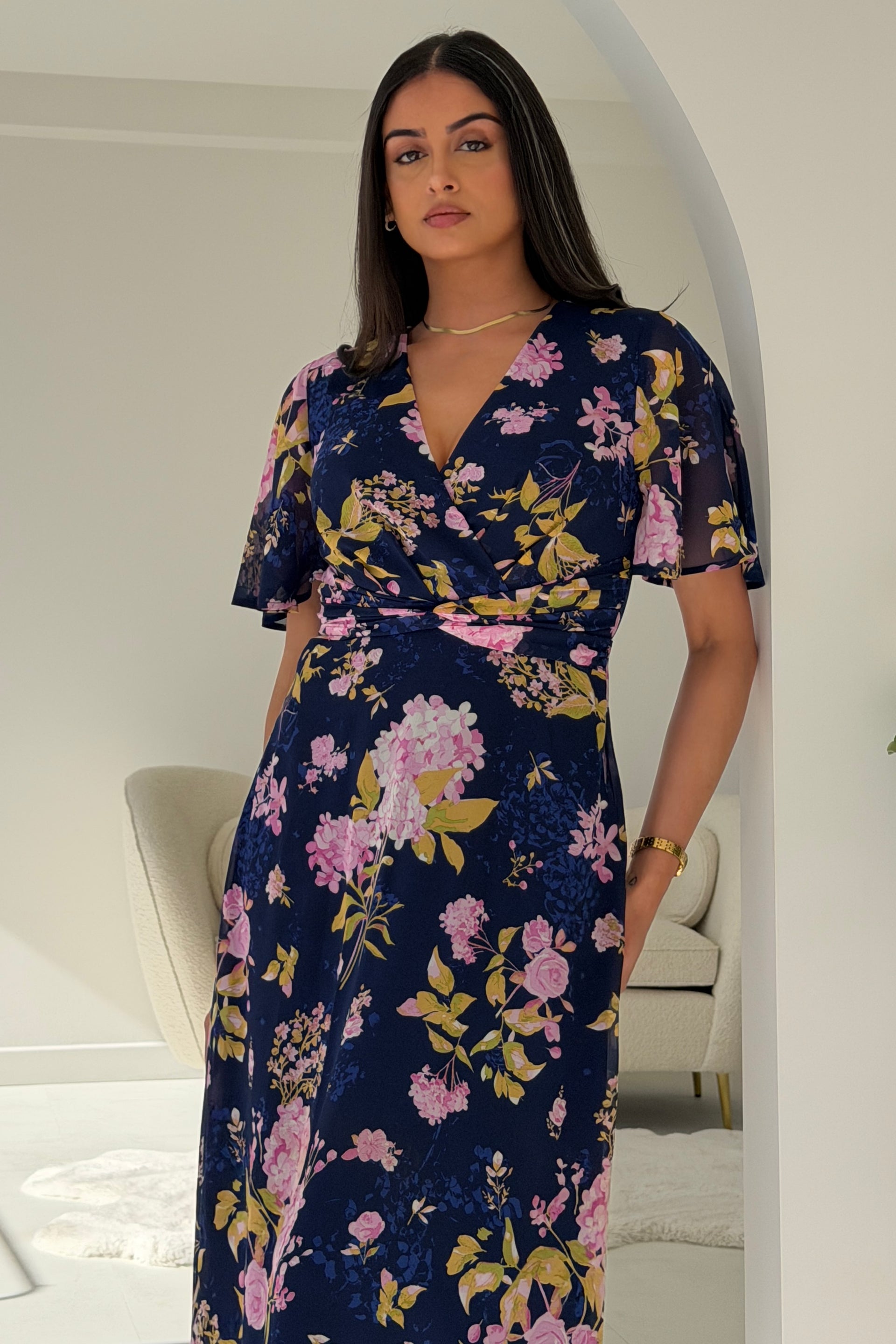 navy blue daisy dress Elara Mini Dress - Navy Daisy