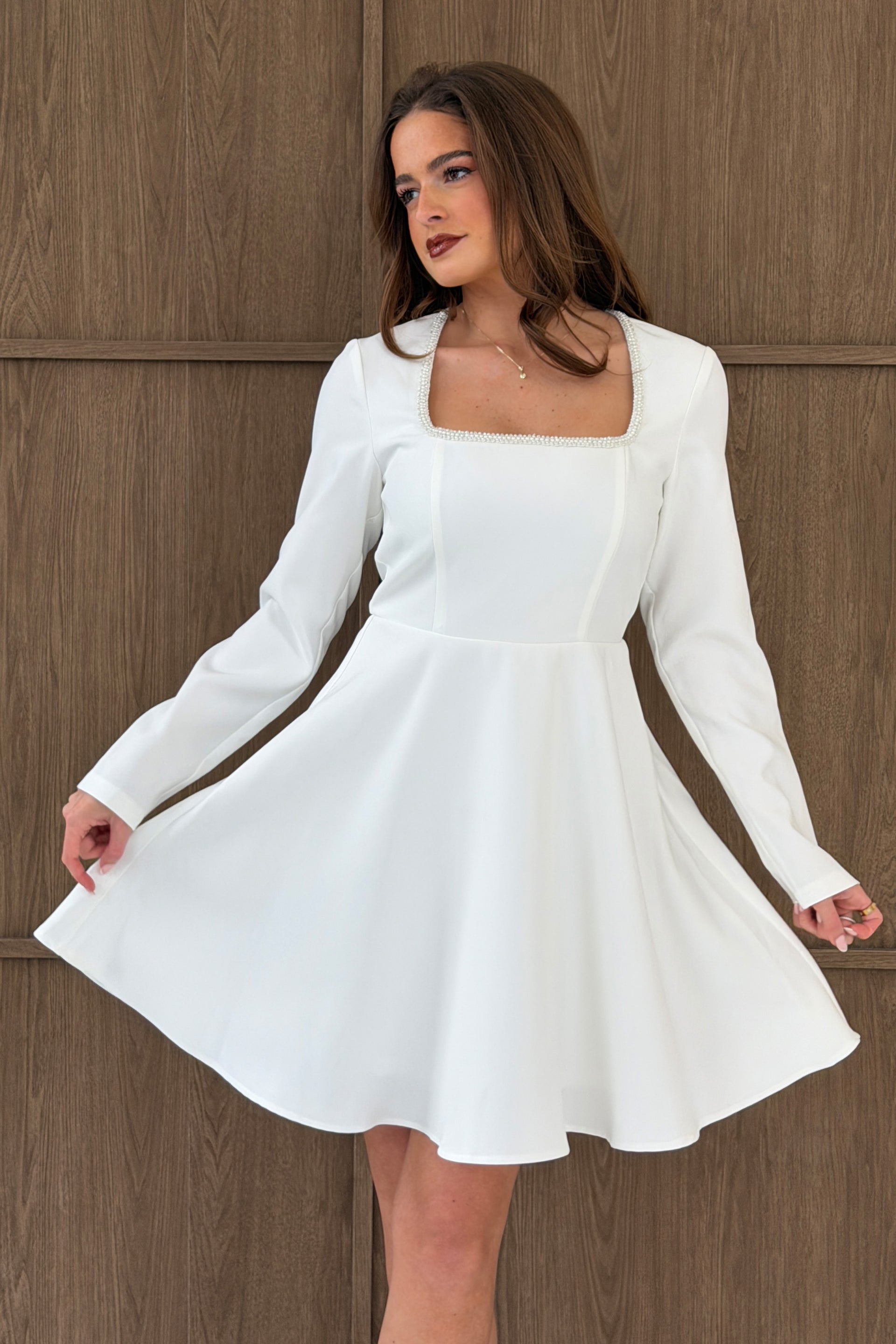 Kathryn Square Neck Mini Dress White