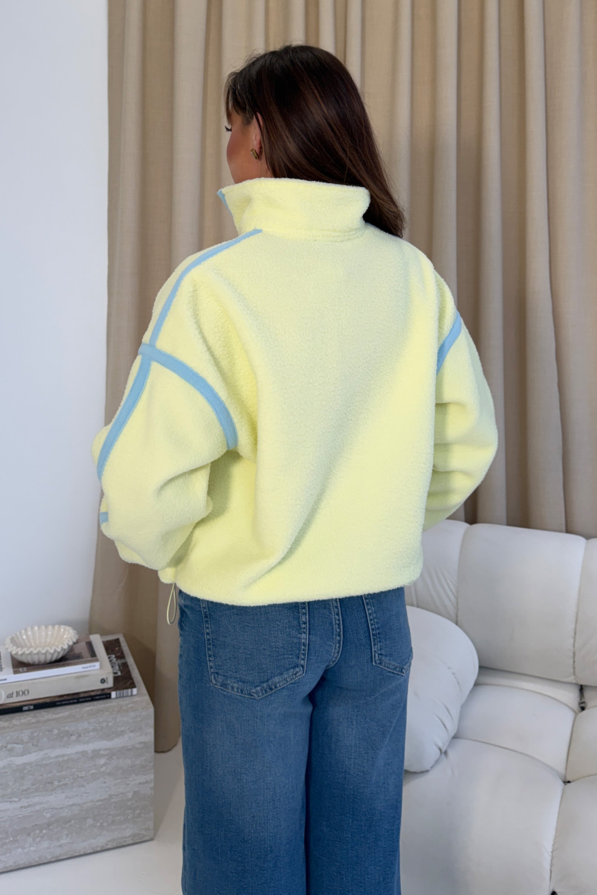 Lulu Contrast Binding Full Zip Fleece Lime