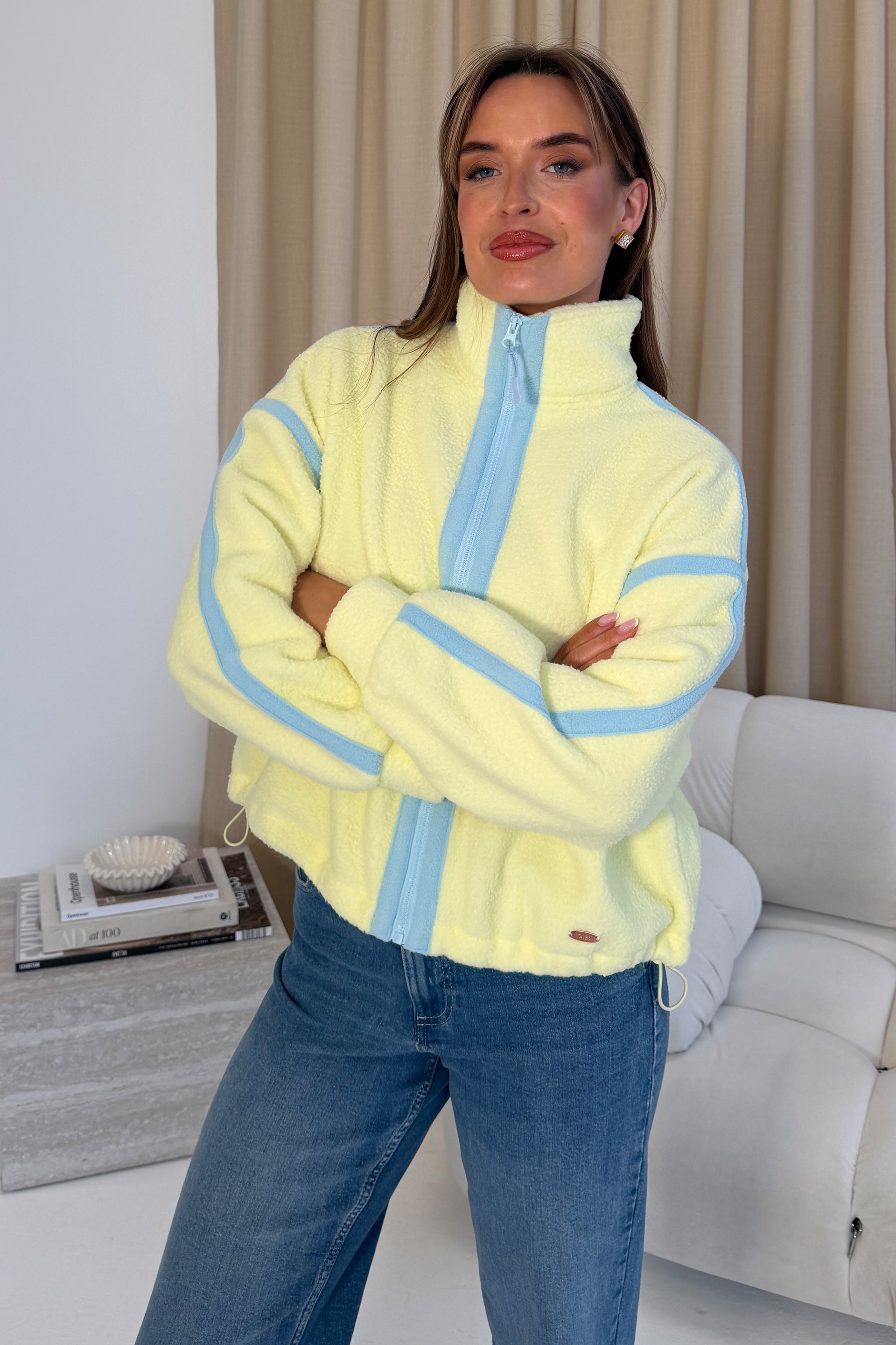 Lulu Contrast Binding Full Zip Fleece Lime