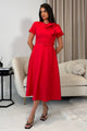 Sorelle Belted Midi Dress Red
