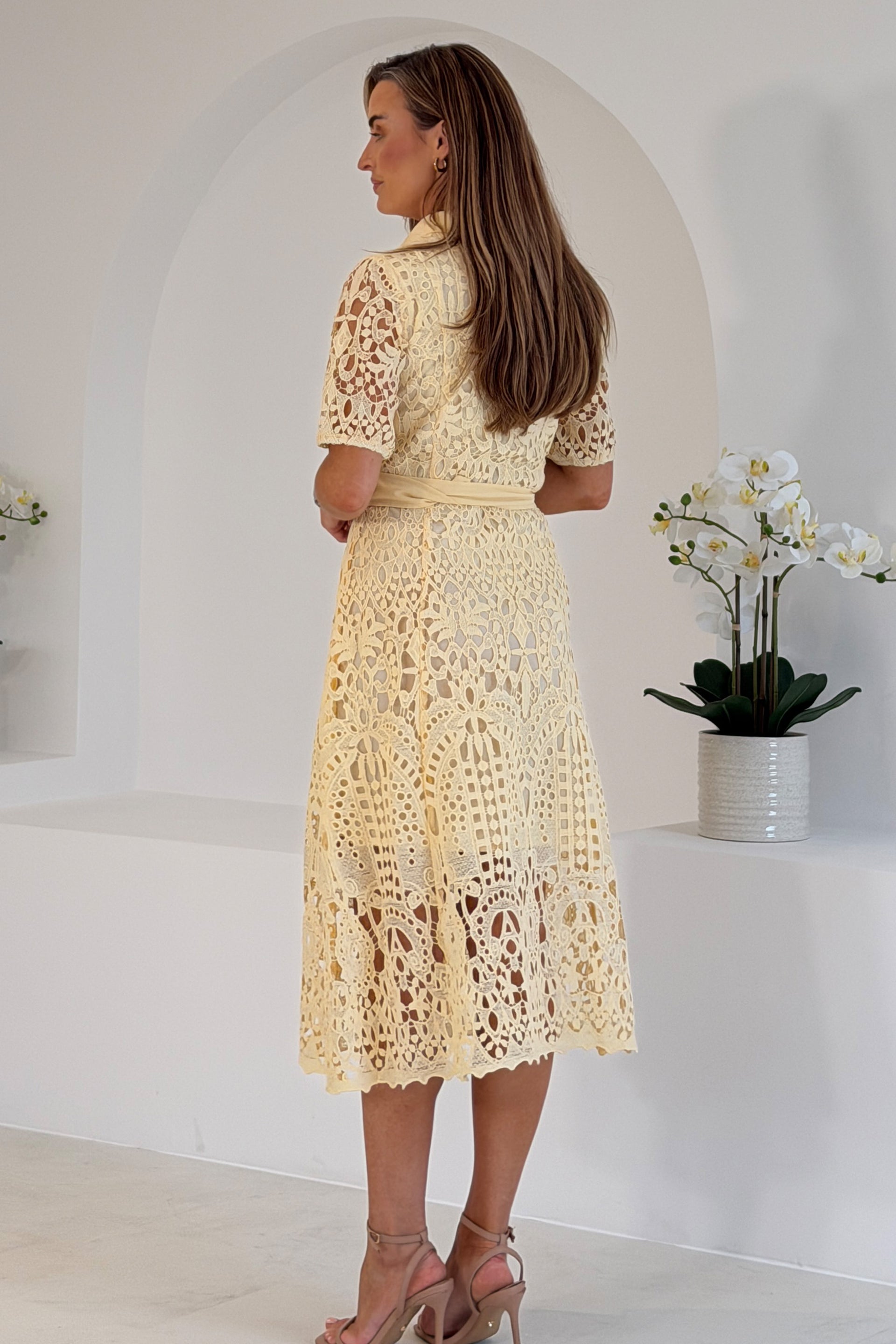 Meadow Short sleeve midi dress Yellow