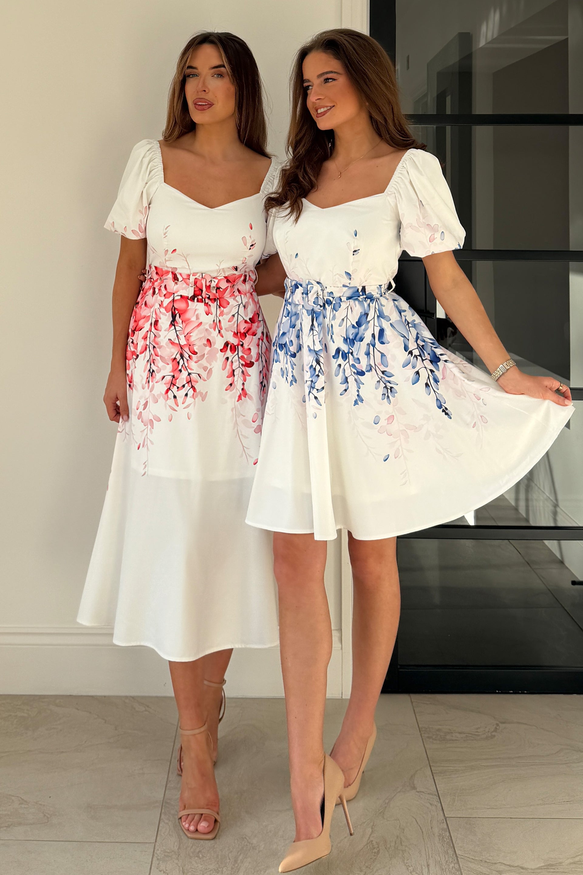 Shannon Puff Sleeve Mini Dress Blue