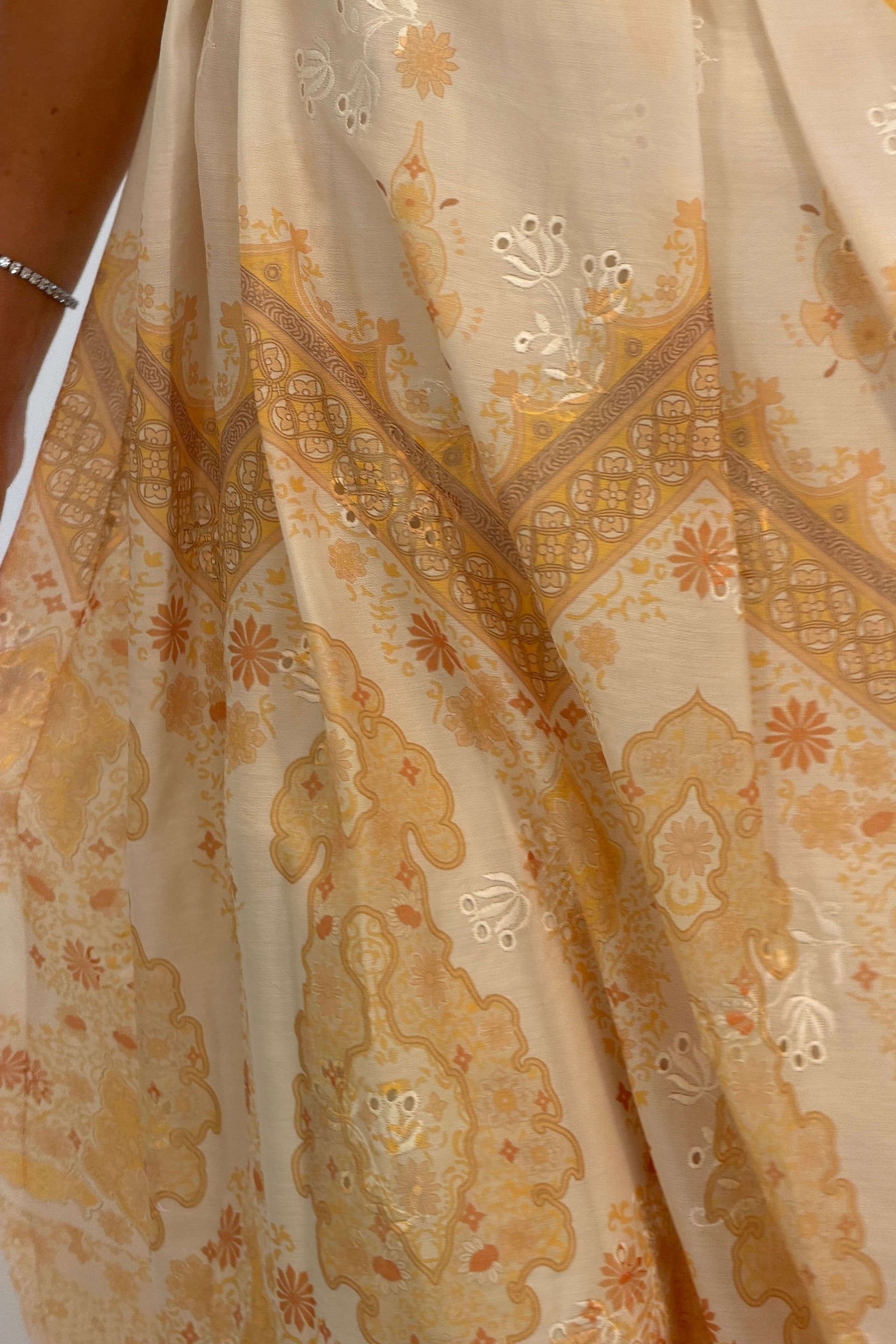 Marie V Neck Print Maxi Dress Yellow