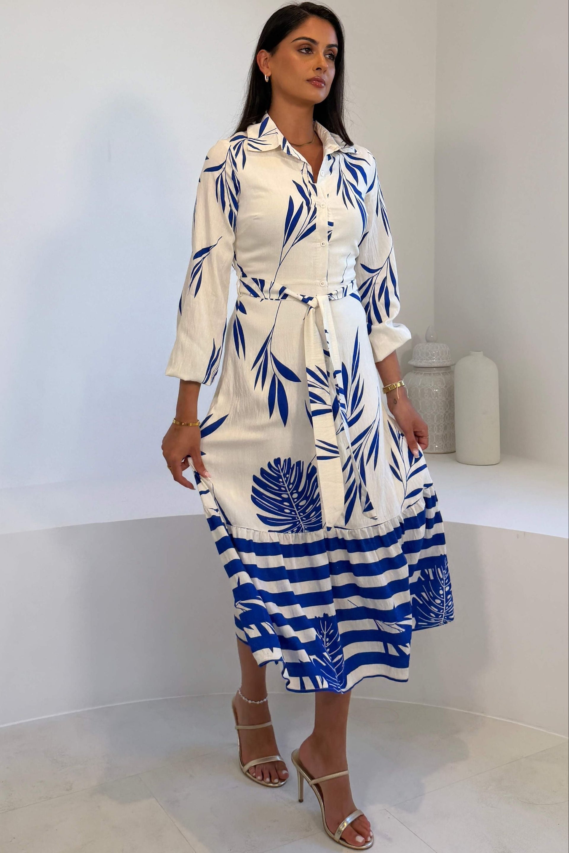 Marion Boarder Print Shirt Dress Blue