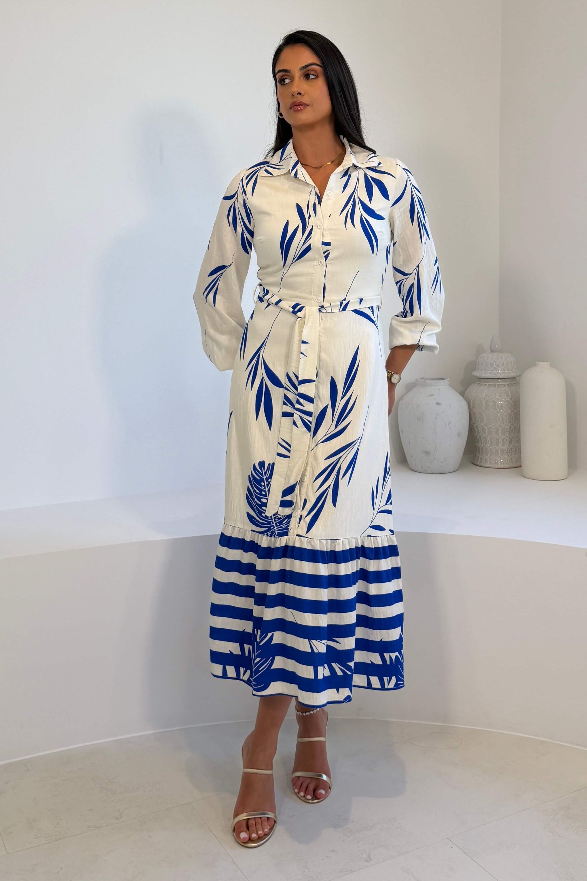 Marion Boarder Print Shirt Dress Blue