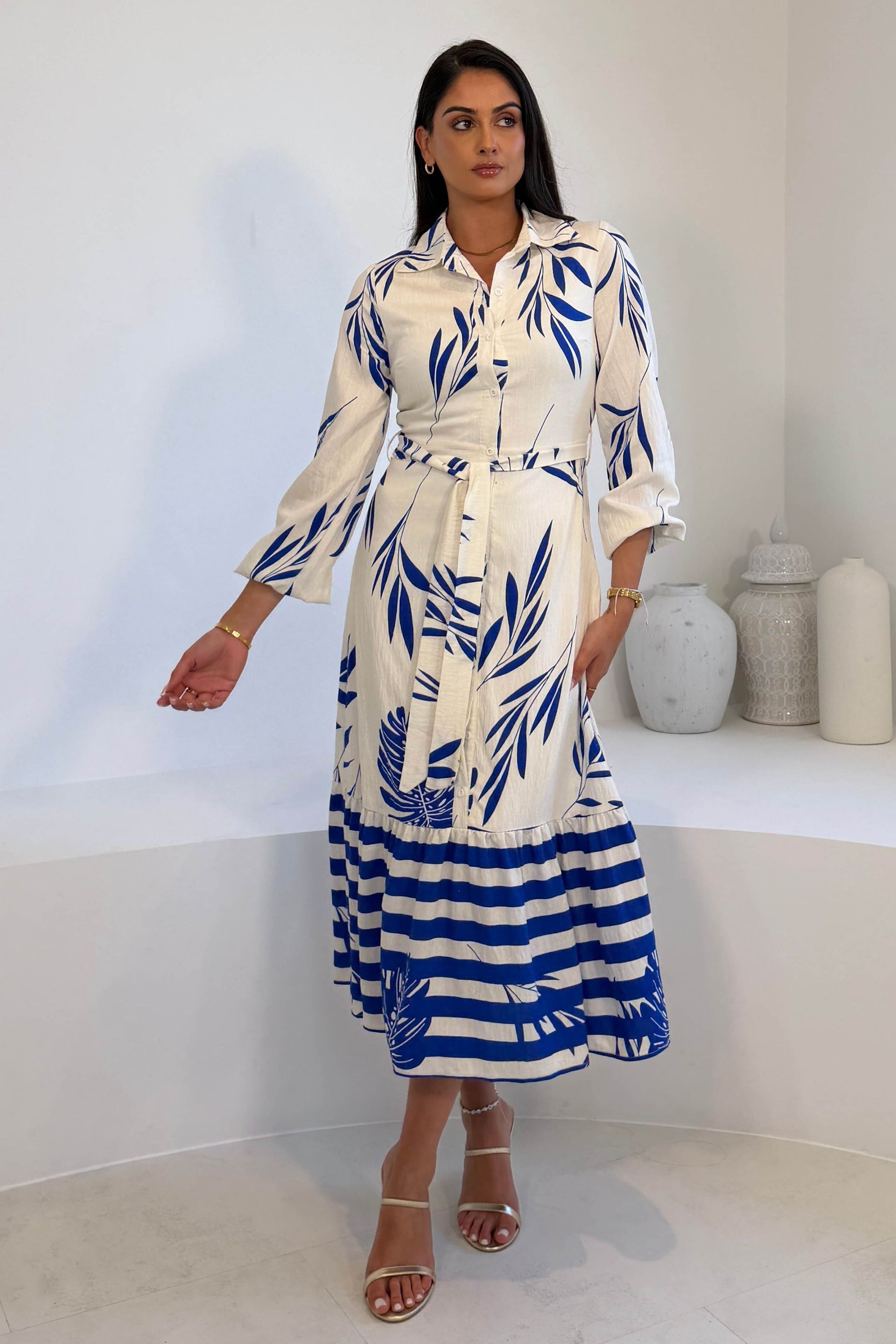 Marion Boarder Print Shirt Dress Blue