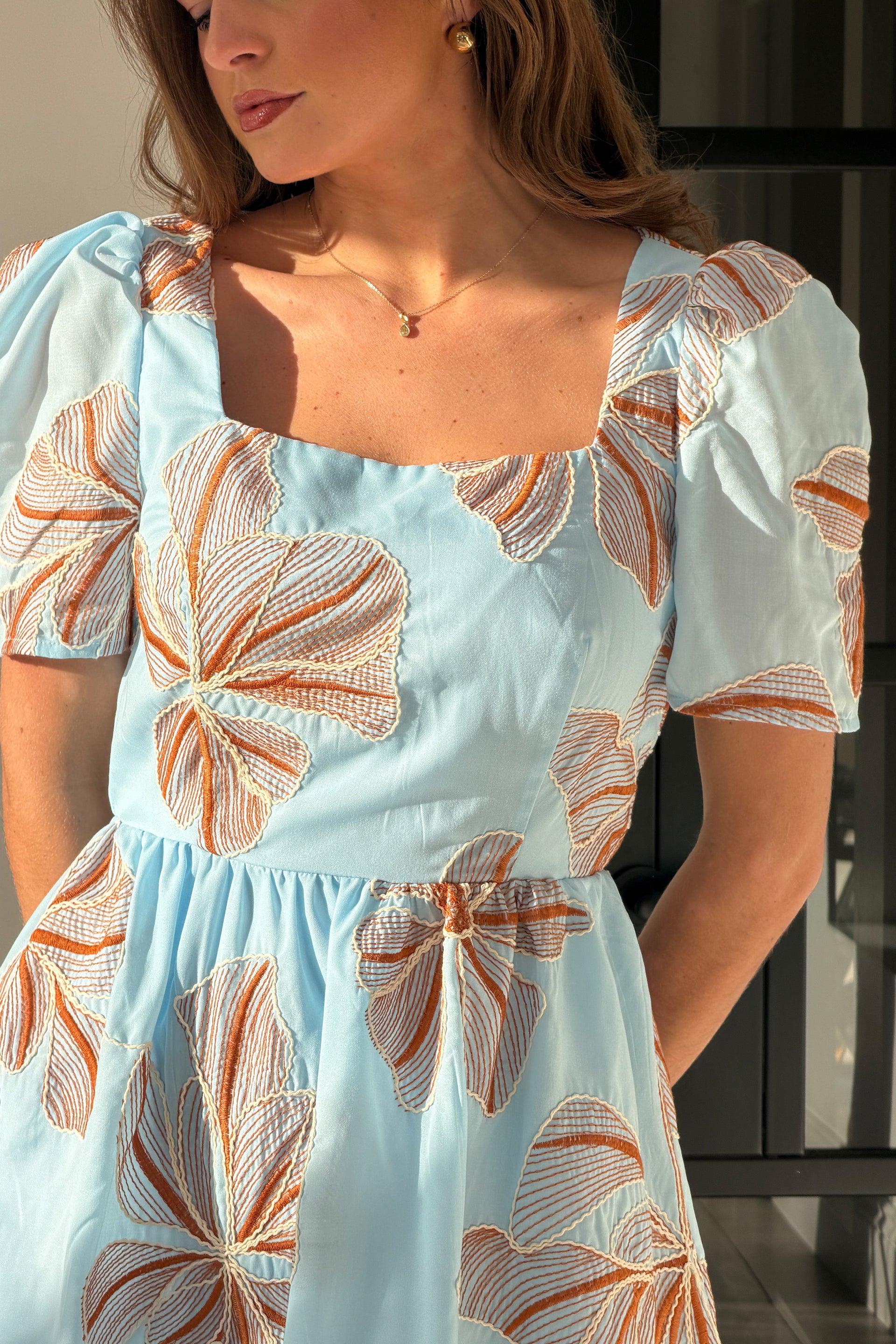 Hallie Square Neck Mini Dress Broiderie