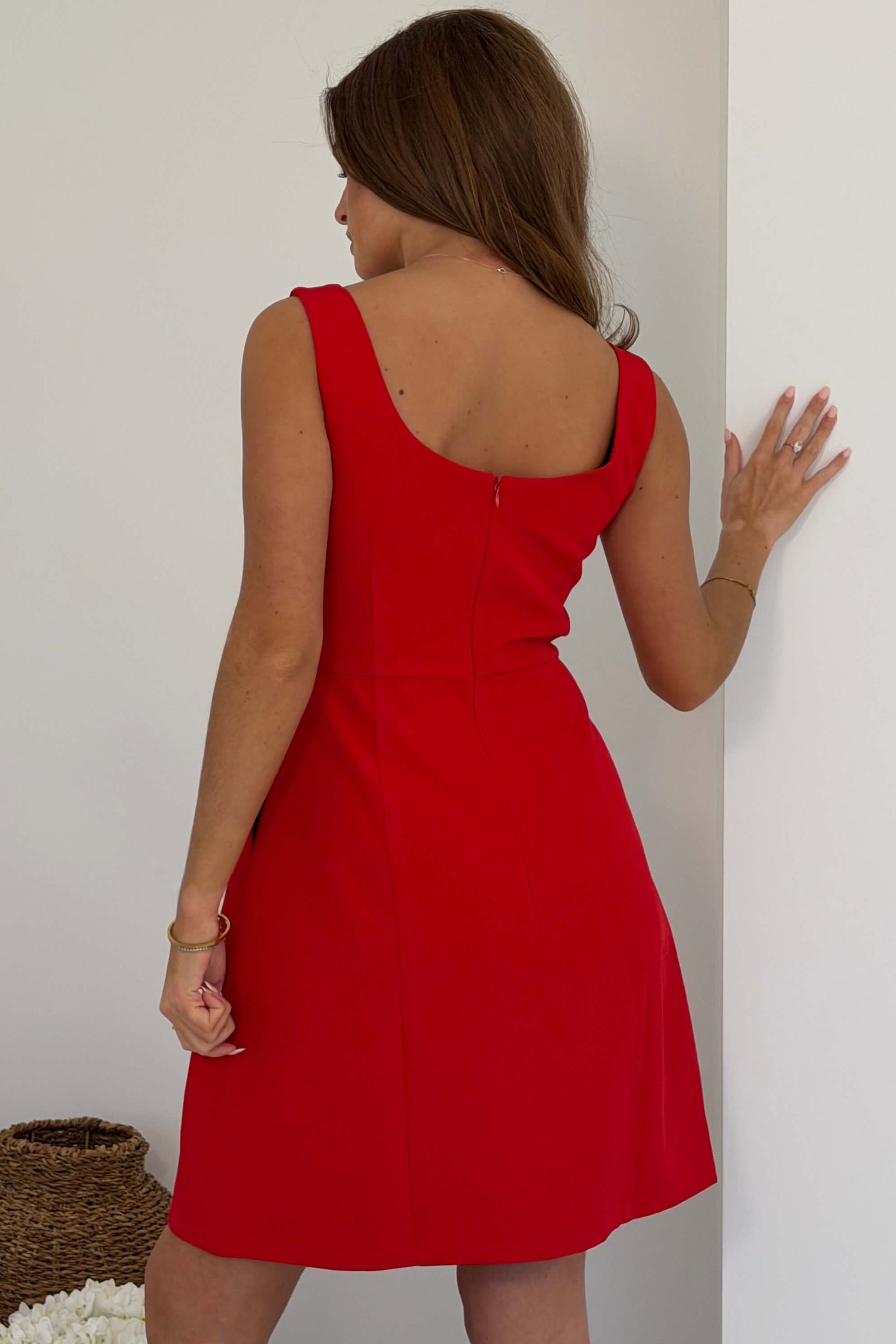 Nola Bow Mini Dress Red